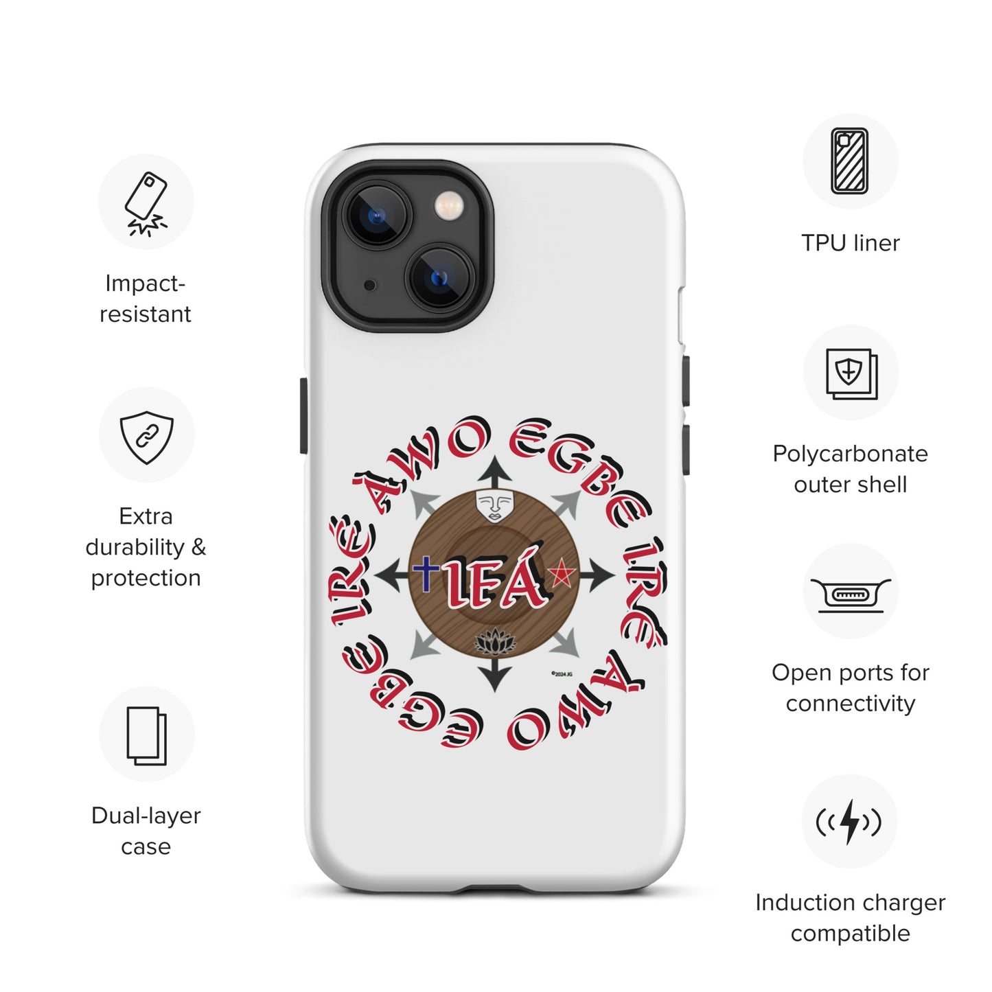 Egbe Iré ÀWO Signature Logo White Tough Case for iPhone®