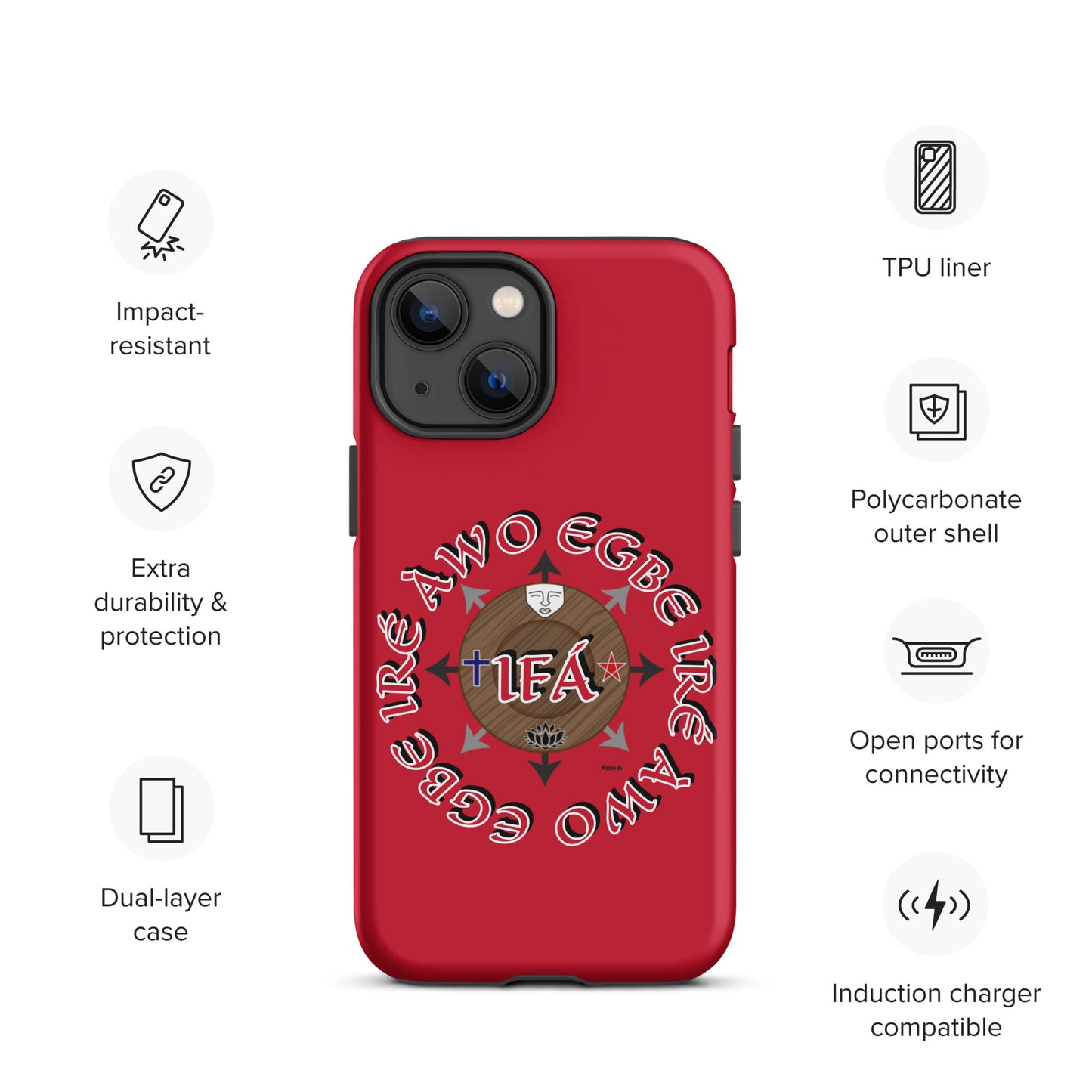 Egbe Iré Àwo Signature Logo Red Tough Case for iPhone®