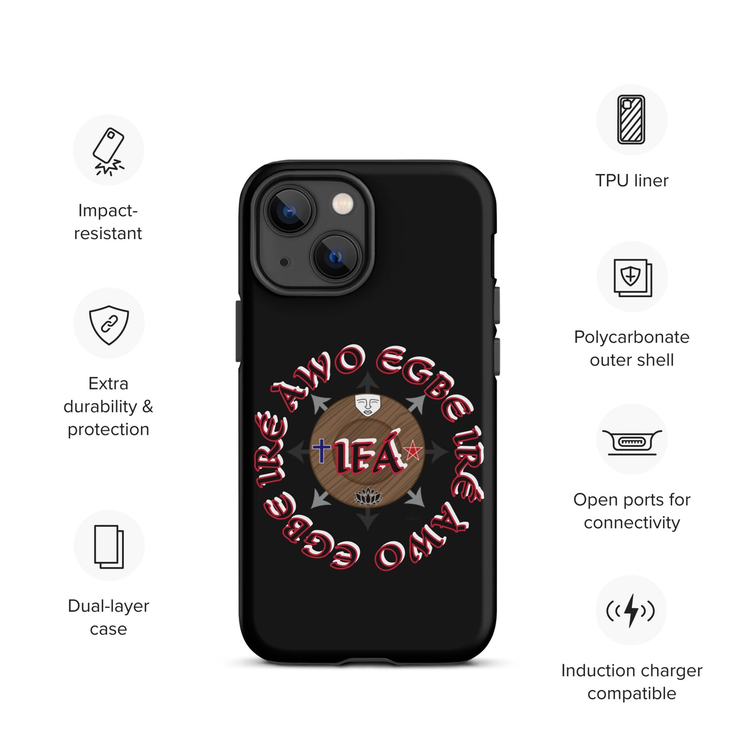 Egbe Iré Awo Signature Logo Black Tough Case for iPhone®