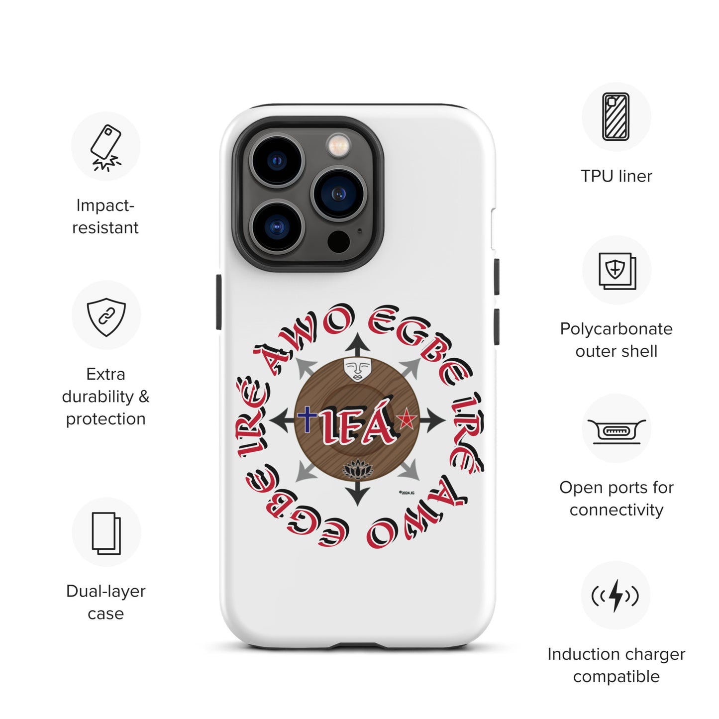 Egbe Iré ÀWO Signature Logo White Tough Case for iPhone®