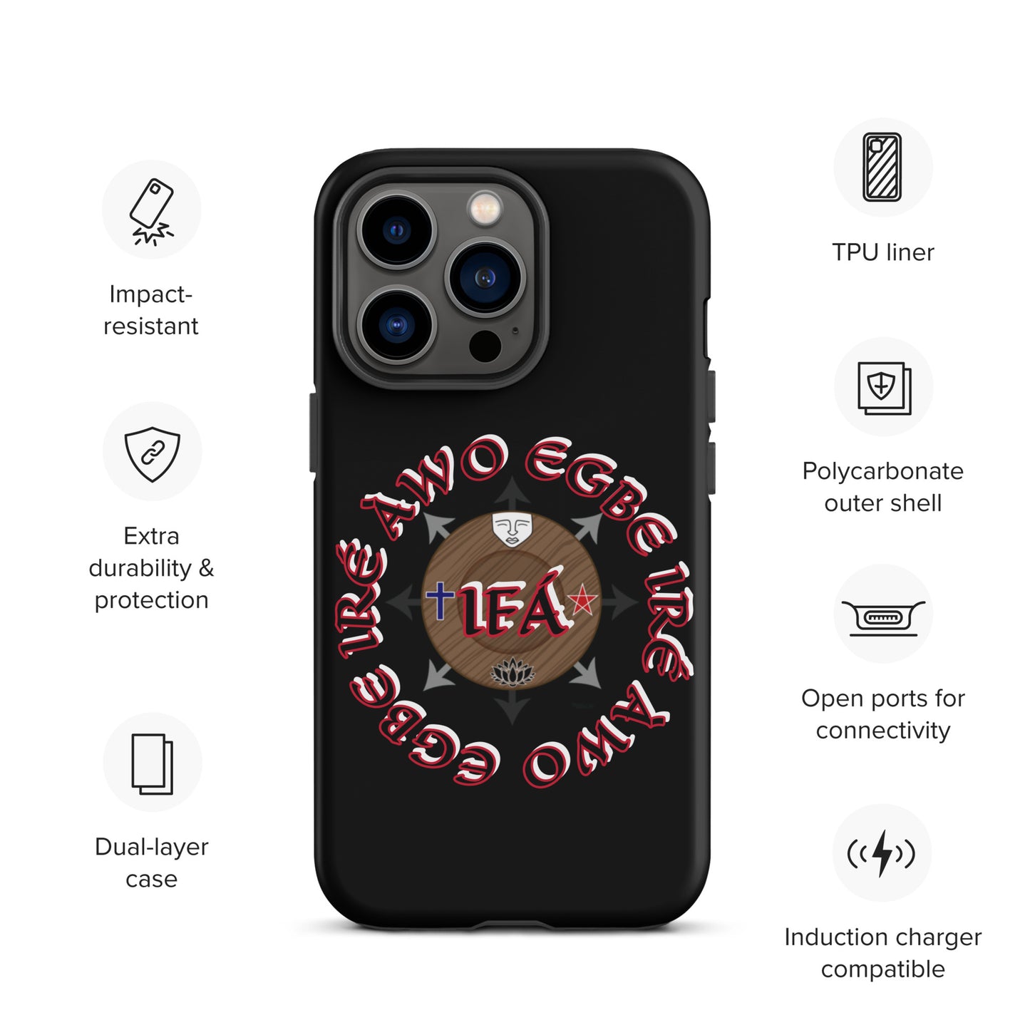 Egbe Iré Awo Signature Logo Black Tough Case for iPhone®