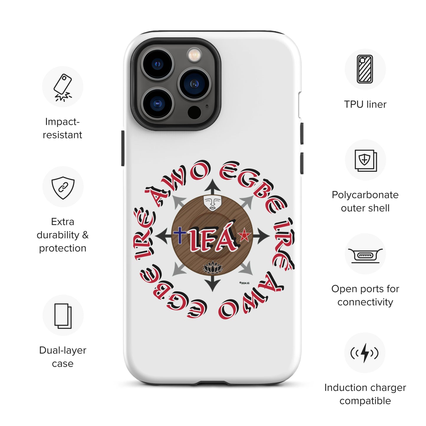 Egbe Iré ÀWO Signature Logo White Tough Case for iPhone®