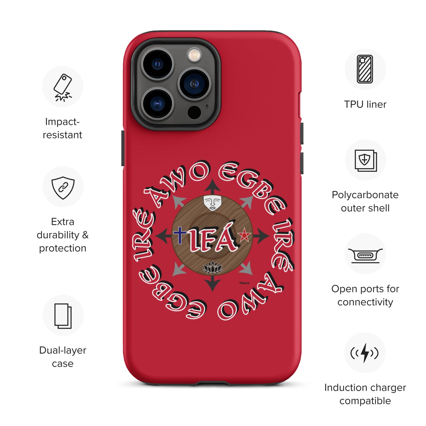 Egbe Iré Àwo Signature Logo Red Tough Case for iPhone®