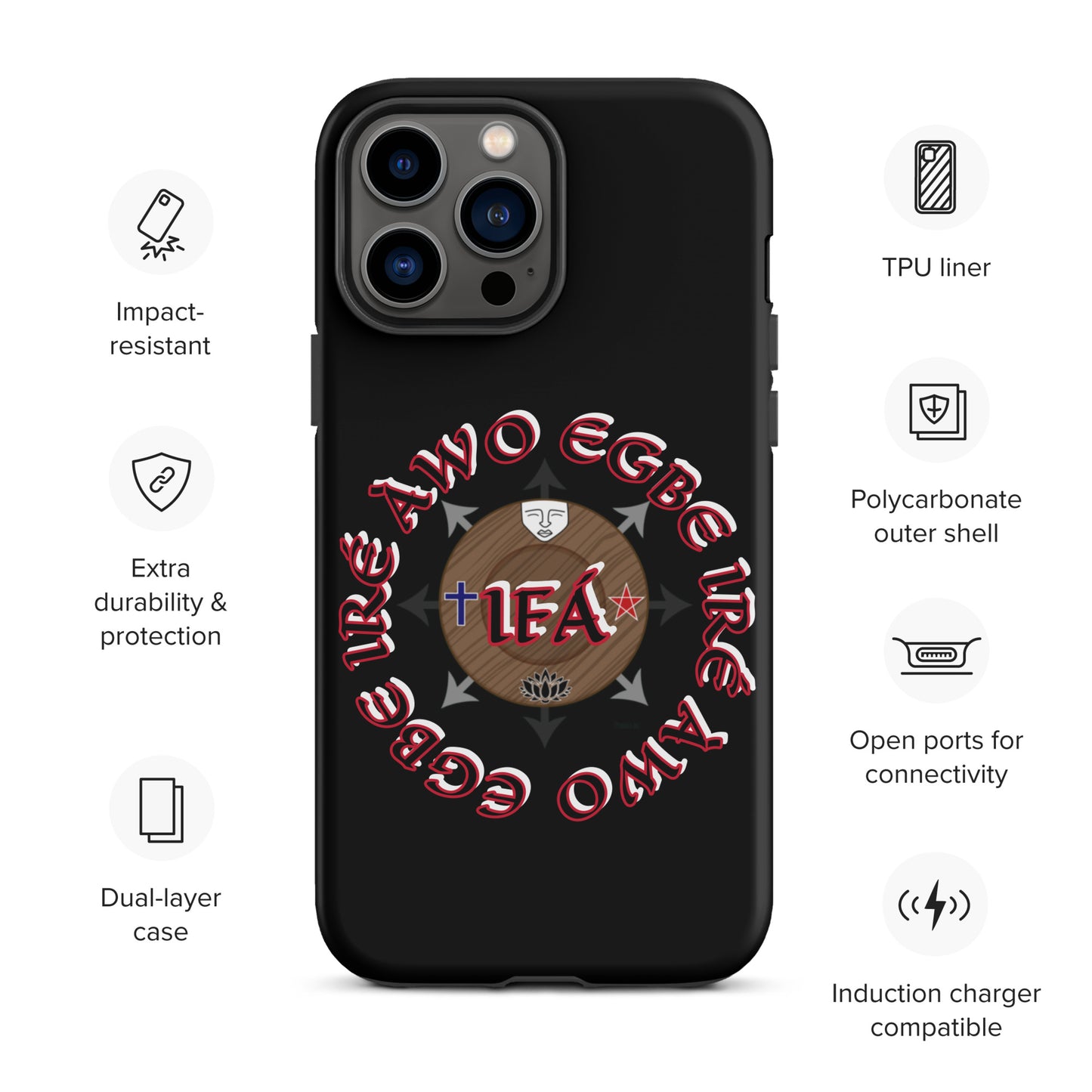 Egbe Iré Awo Signature Logo Black Tough Case for iPhone®