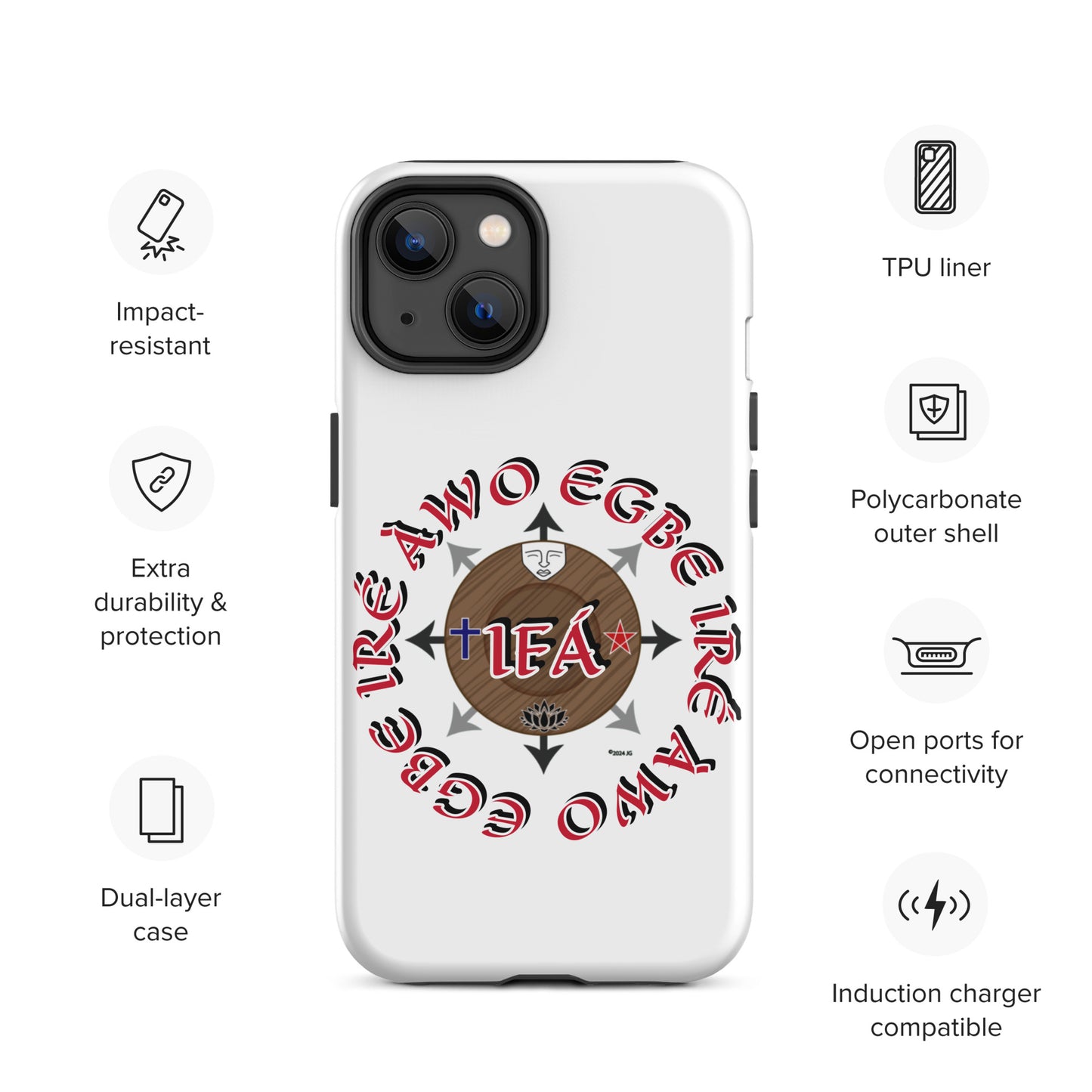 Egbe Iré ÀWO Signature Logo White Tough Case for iPhone®