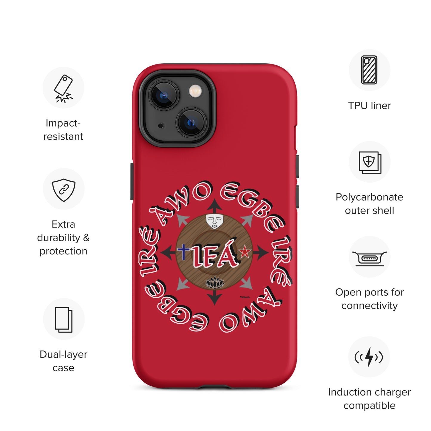 Egbe Iré Àwo Signature Logo Red Tough Case for iPhone®