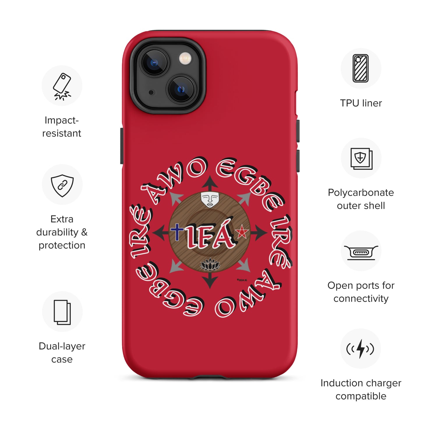 Egbe Iré Àwo Signature Logo Red Tough Case for iPhone®