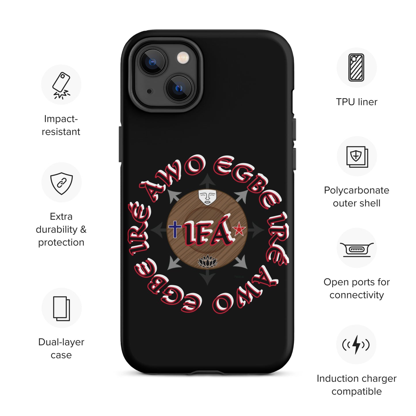 Egbe Iré Awo Signature Logo Black Tough Case for iPhone®