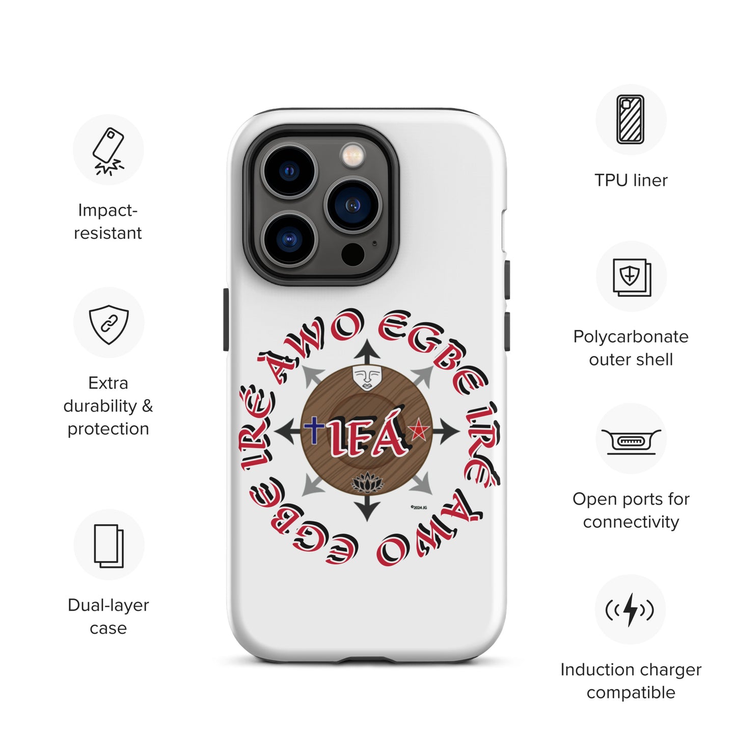 Egbe Iré ÀWO Signature Logo White Tough Case for iPhone®