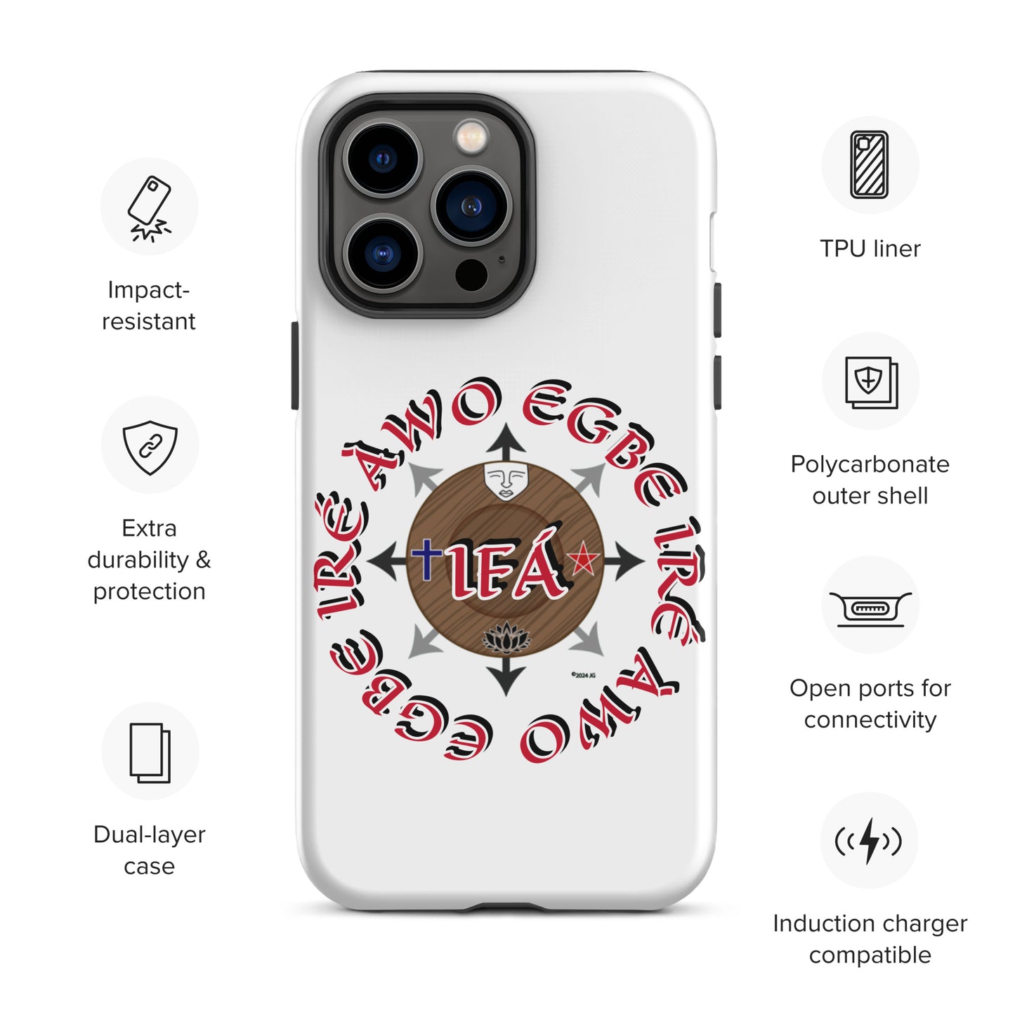 Egbe Iré ÀWO Signature Logo White Tough Case for iPhone®