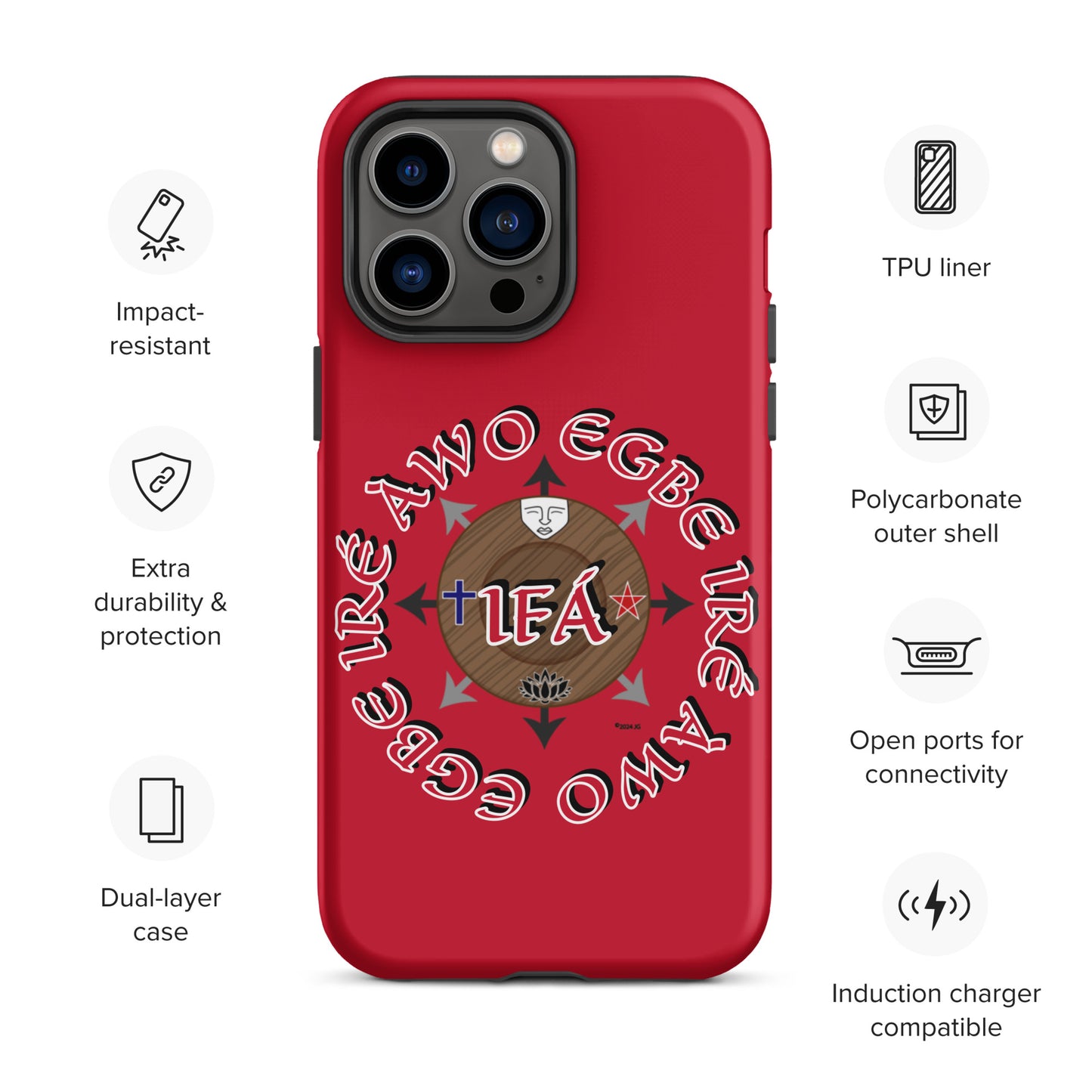 Egbe Iré Àwo Signature Logo Red Tough Case for iPhone®