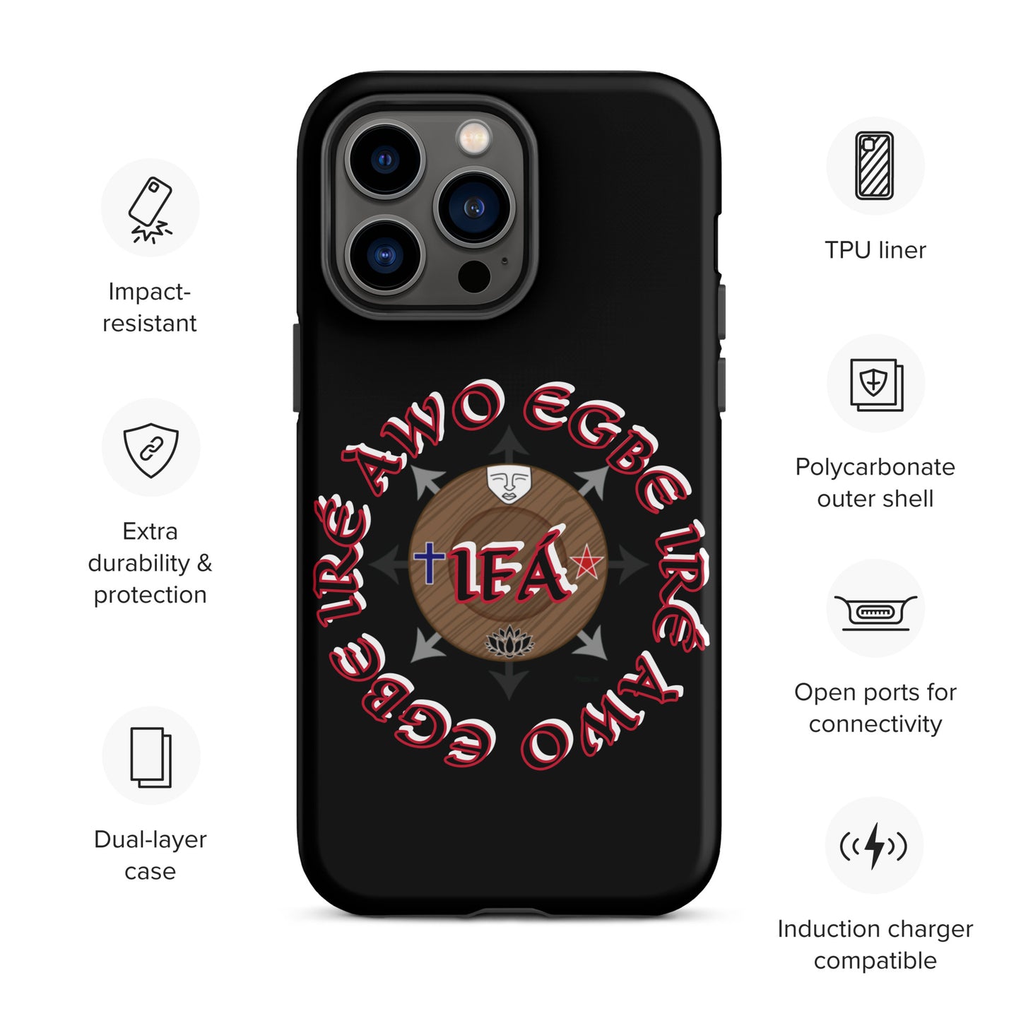 Egbe Iré Awo Signature Logo Black Tough Case for iPhone®