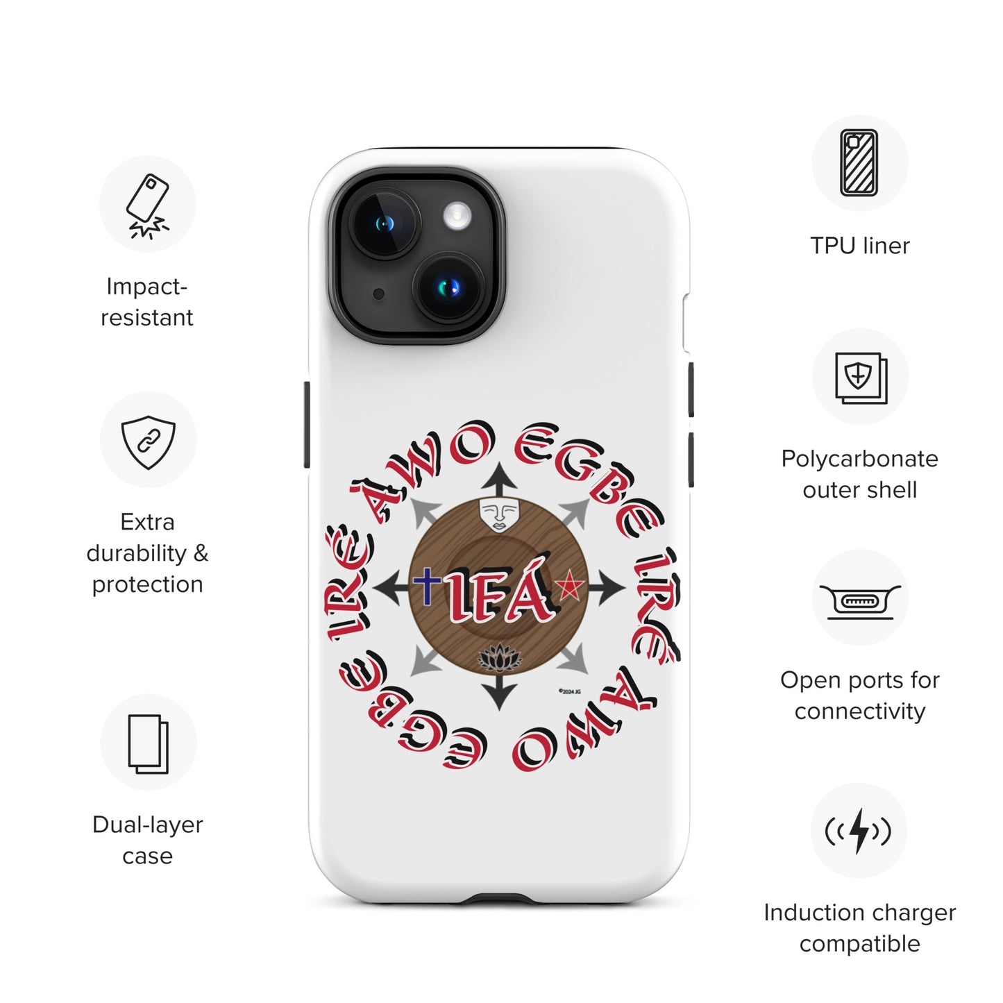 Egbe Iré ÀWO Signature Logo White Tough Case for iPhone®