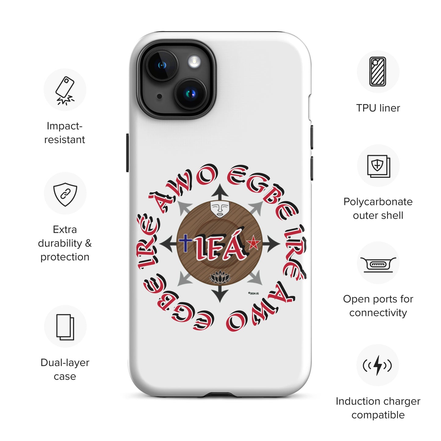 Egbe Iré ÀWO Signature Logo White Tough Case for iPhone®