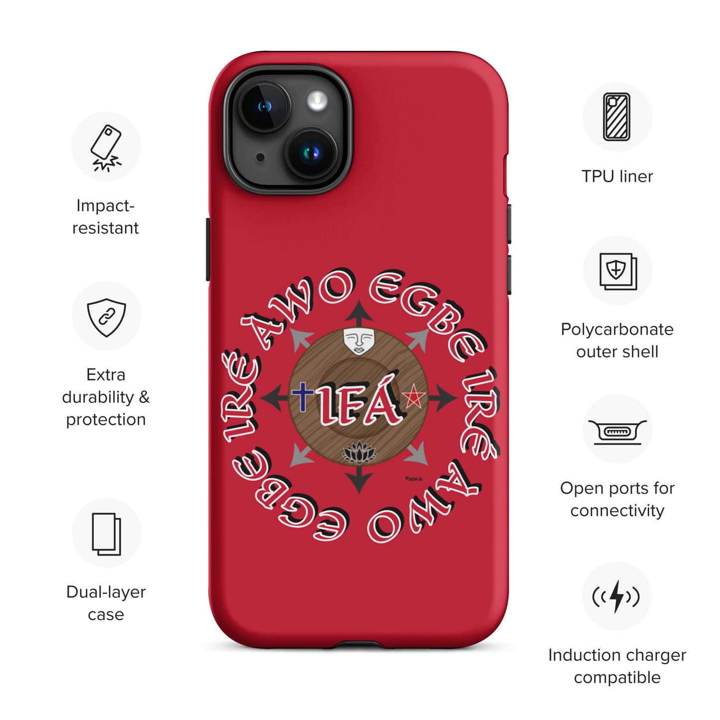 Egbe Iré Àwo Signature Logo Red Tough Case for iPhone®