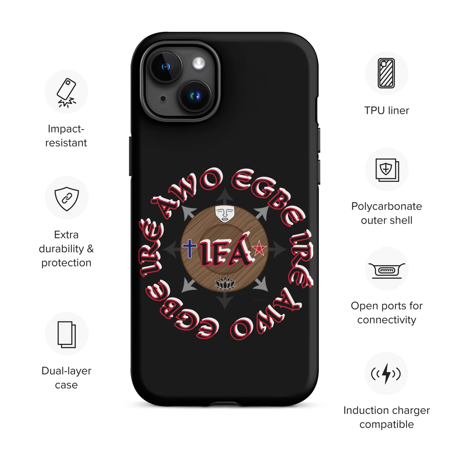 Egbe Iré Awo Signature Logo Black Tough Case for iPhone®