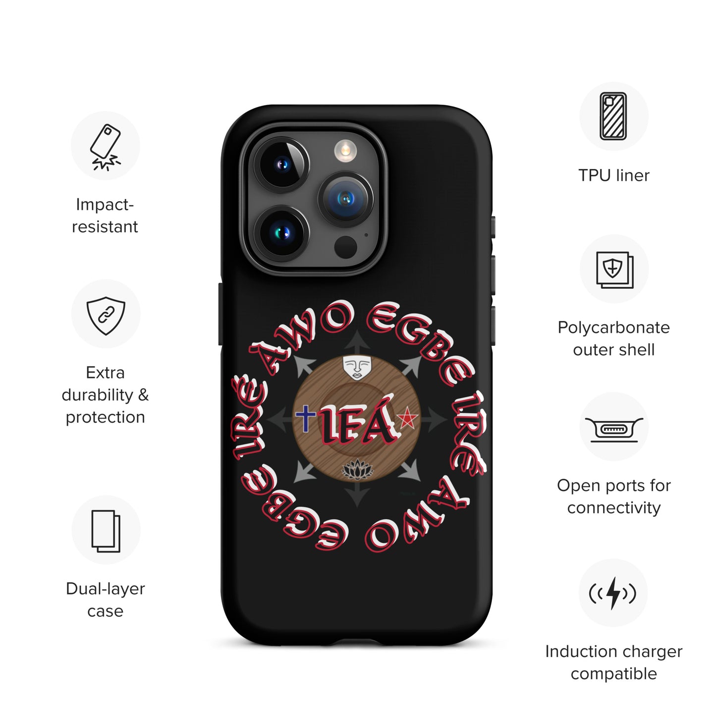 Egbe Iré Awo Signature Logo Black Tough Case for iPhone®