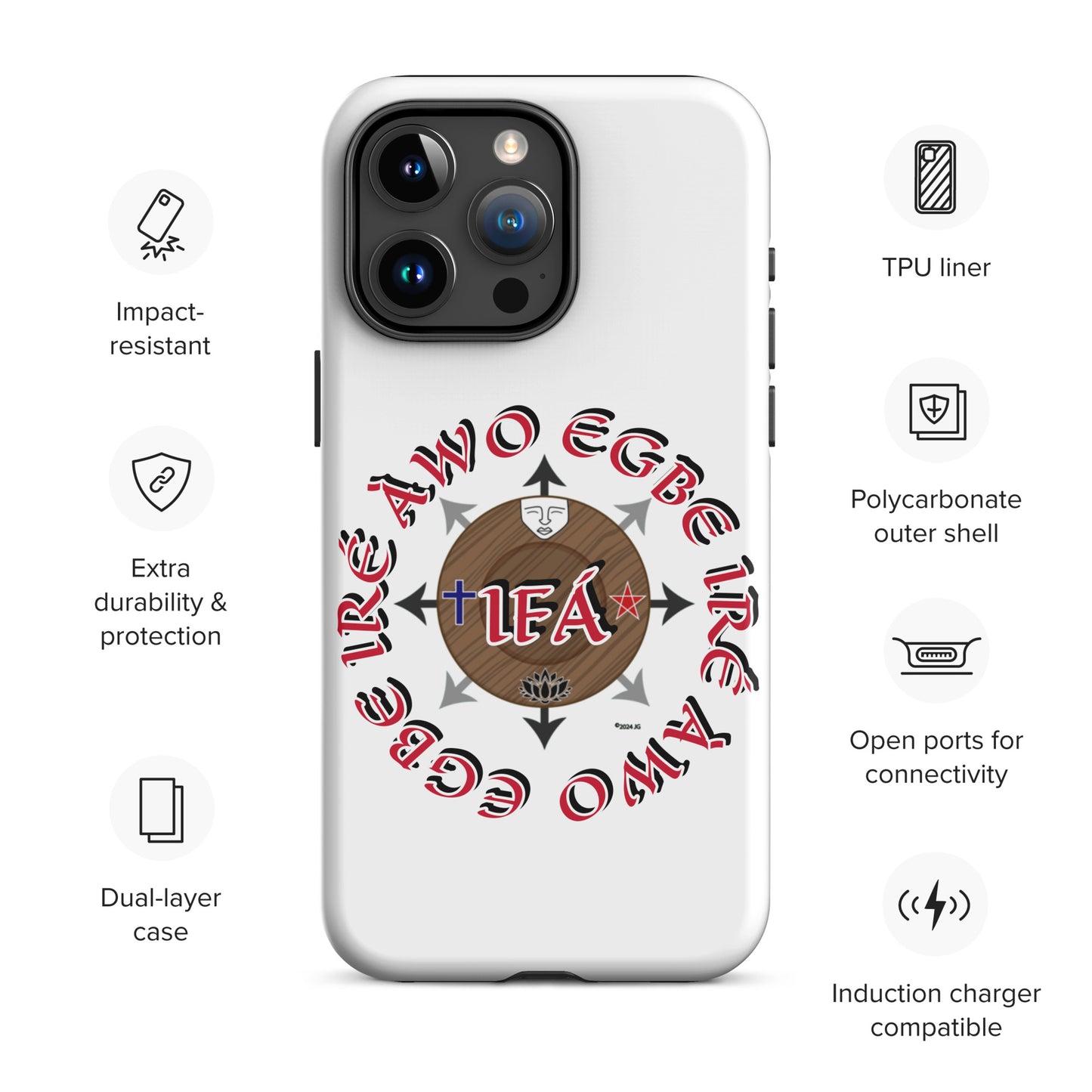 Egbe Iré ÀWO Signature Logo White Tough Case for iPhone®