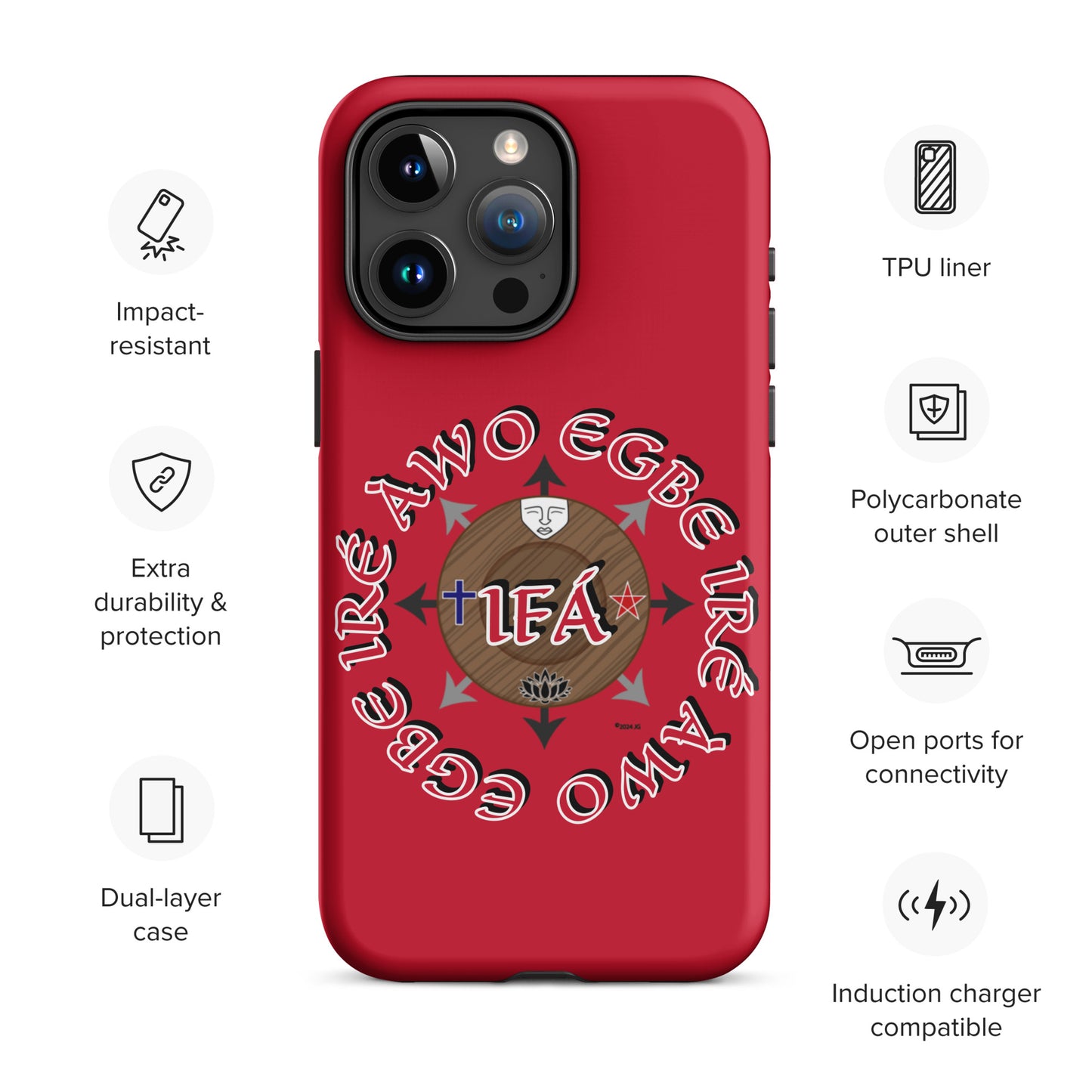 Egbe Iré Àwo Signature Logo Red Tough Case for iPhone®