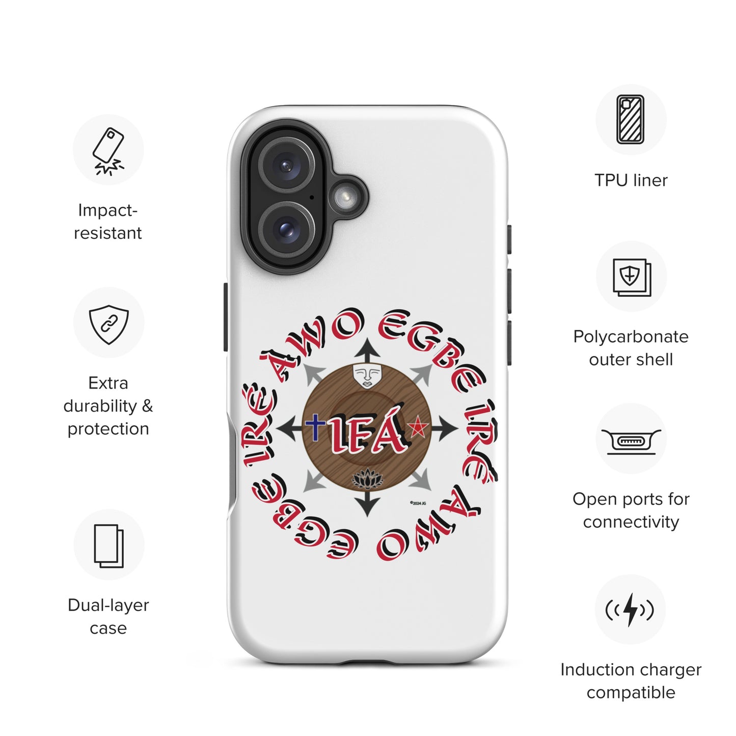 Egbe Iré ÀWO Signature Logo White Tough Case for iPhone®