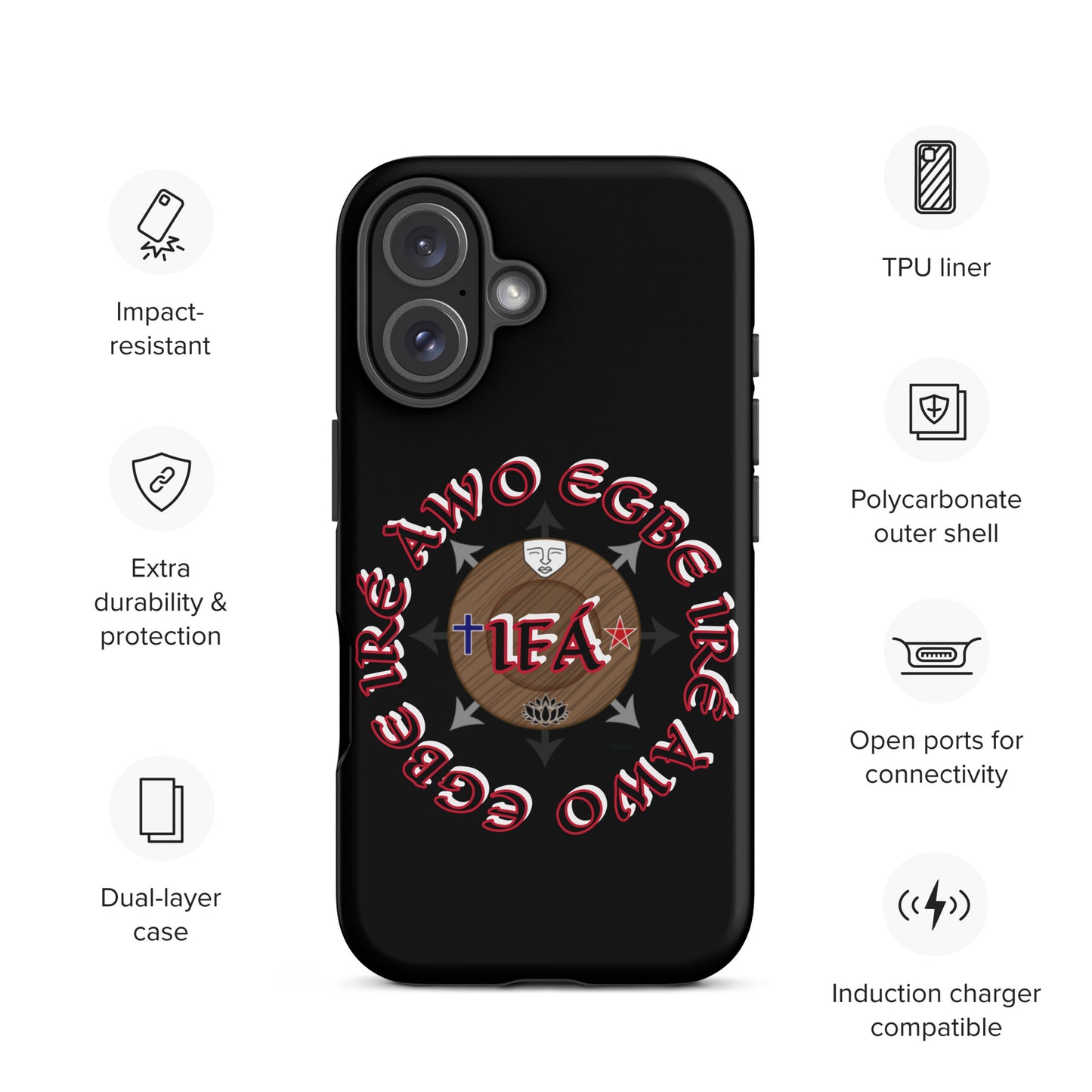 Egbe Iré Awo Signature Logo Black Tough Case for iPhone®