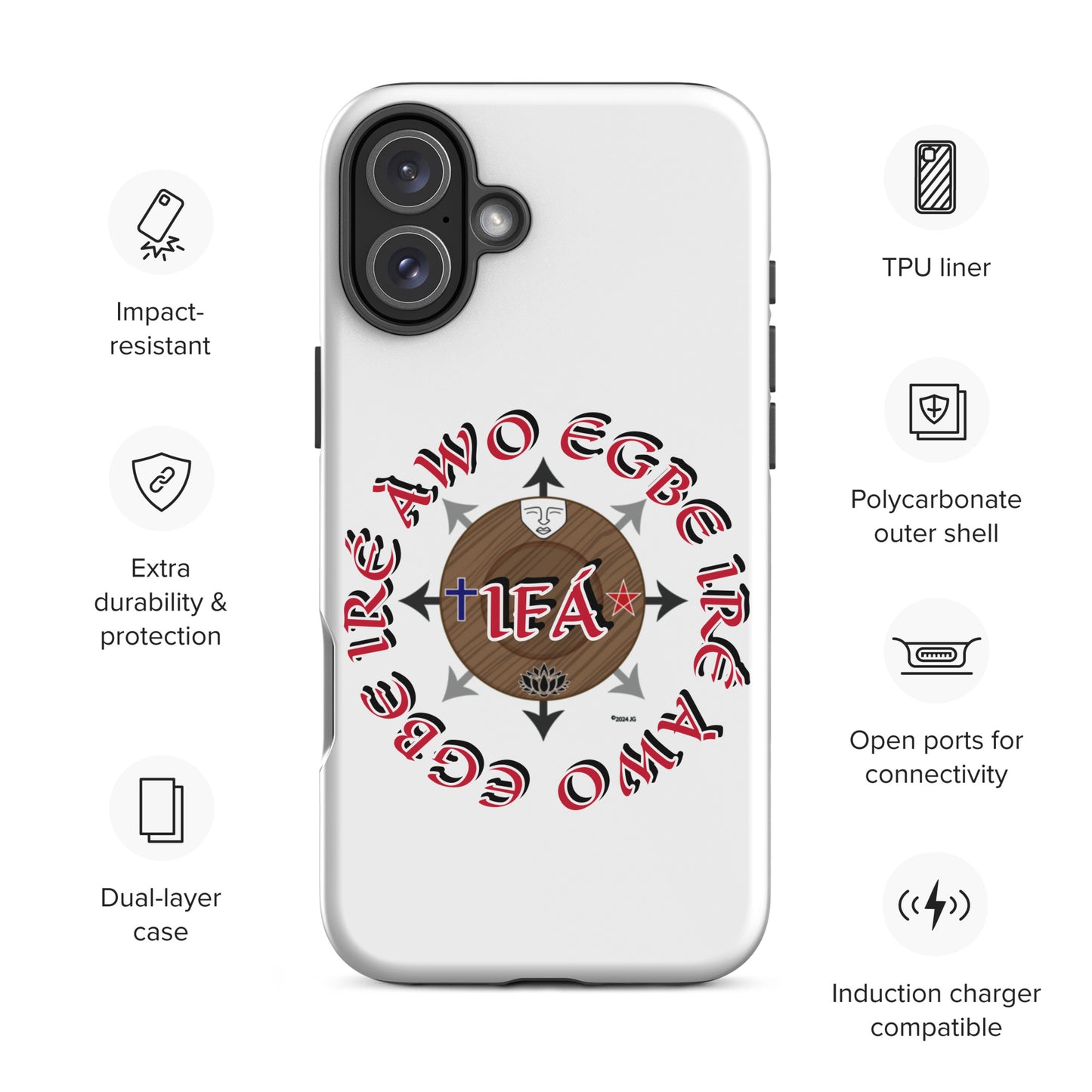 Egbe Iré ÀWO Signature Logo White Tough Case for iPhone®