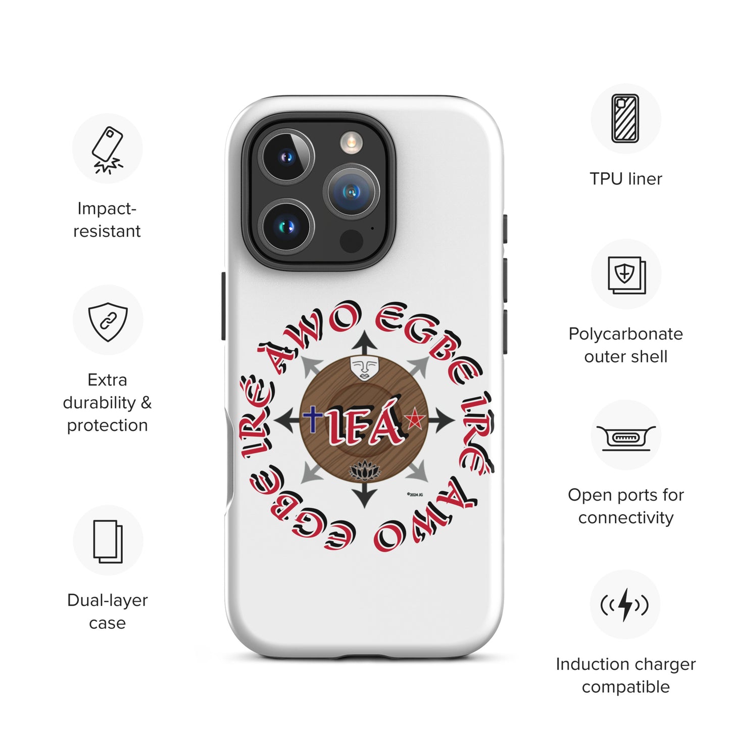 Egbe Iré ÀWO Signature Logo White Tough Case for iPhone®