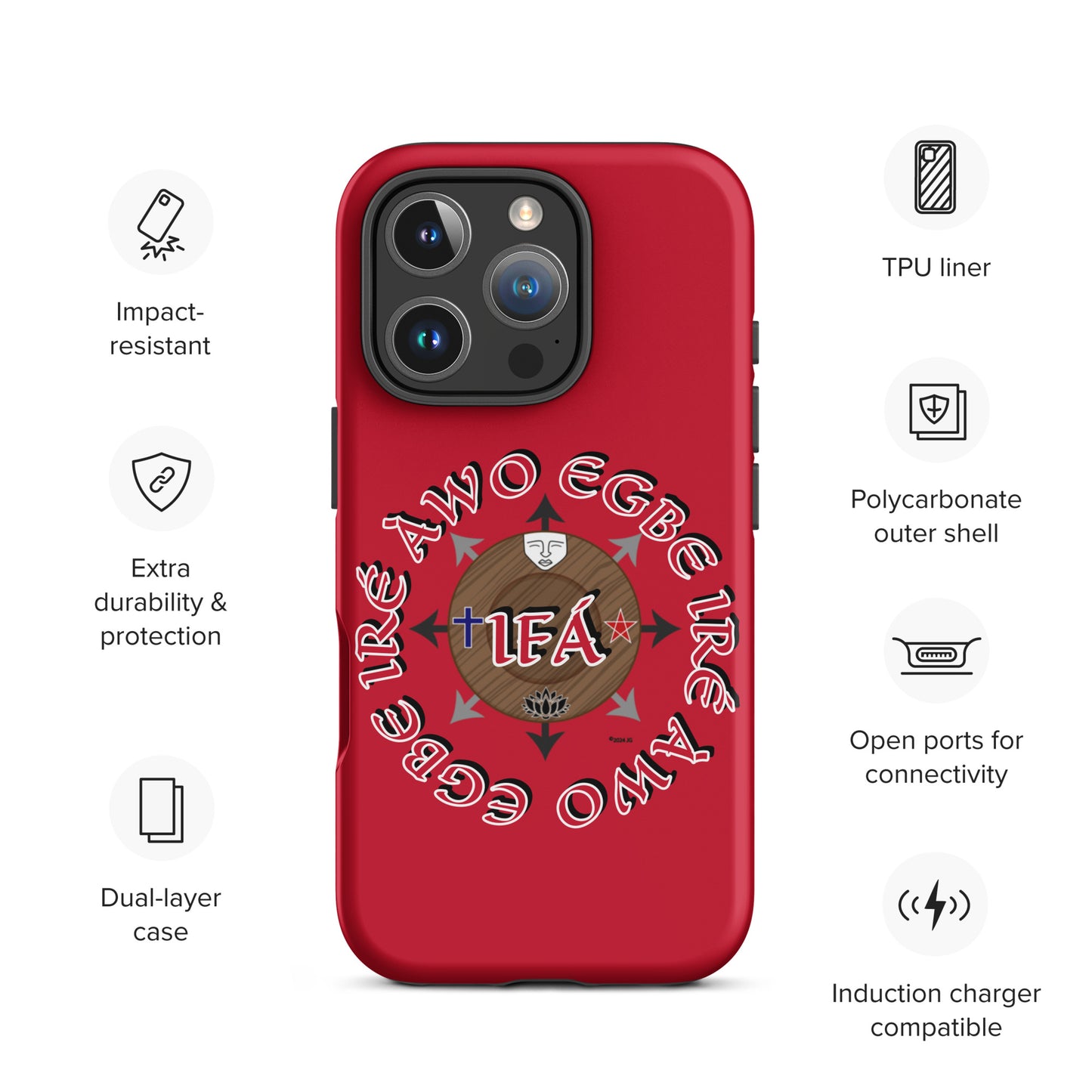 Egbe Iré Àwo Signature Logo Red Tough Case for iPhone®