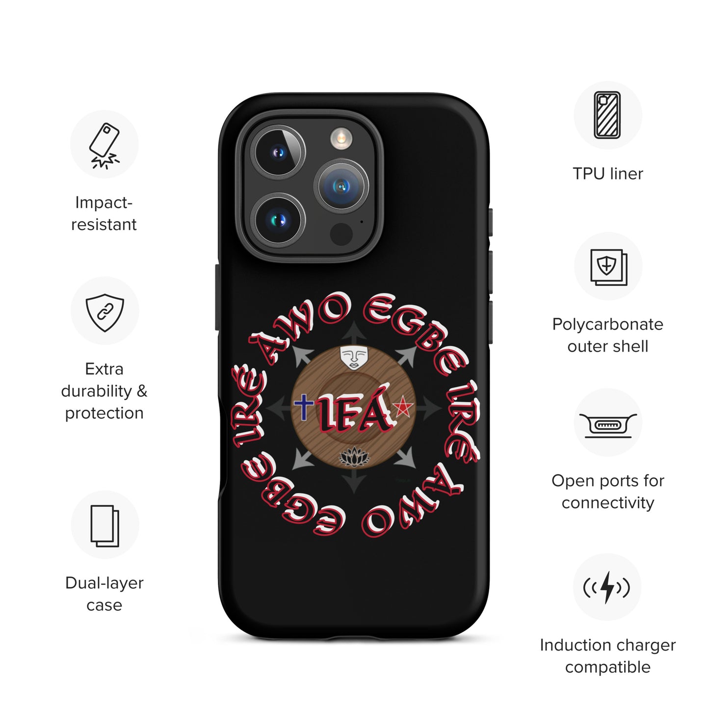 Egbe Iré Awo Signature Logo Black Tough Case for iPhone®