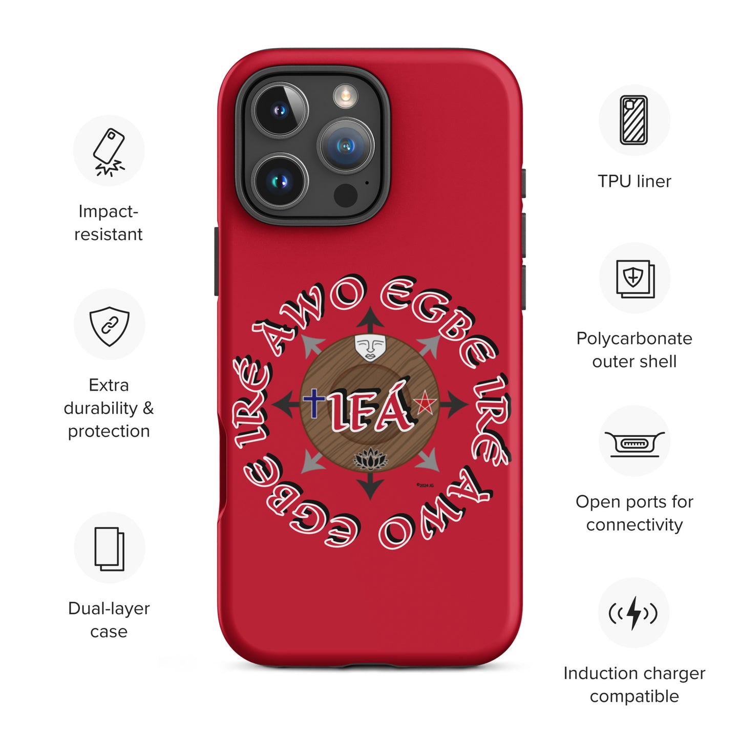 Egbe Iré Àwo Signature Logo Red Tough Case for iPhone®