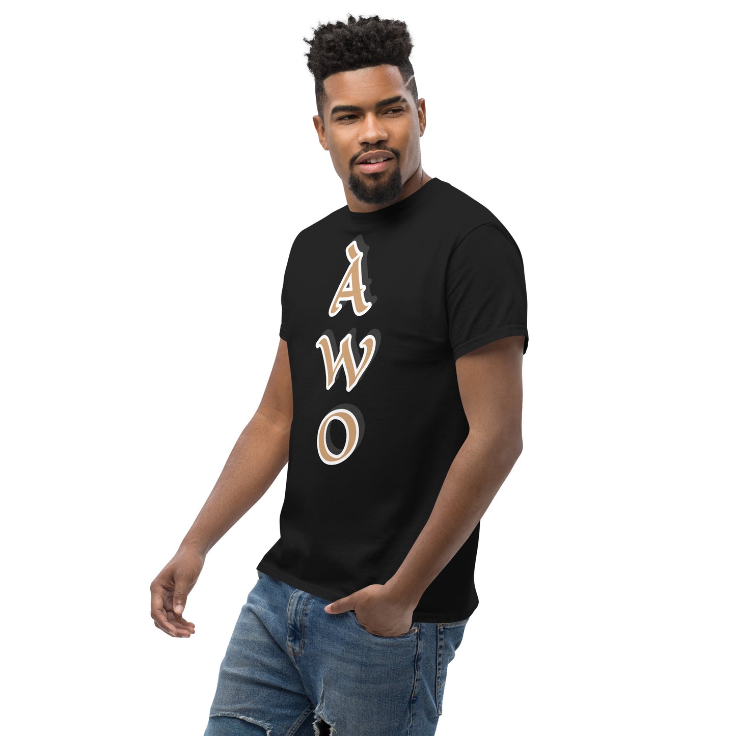 ÀWO Vertical Gold/Black Unisex classic tee