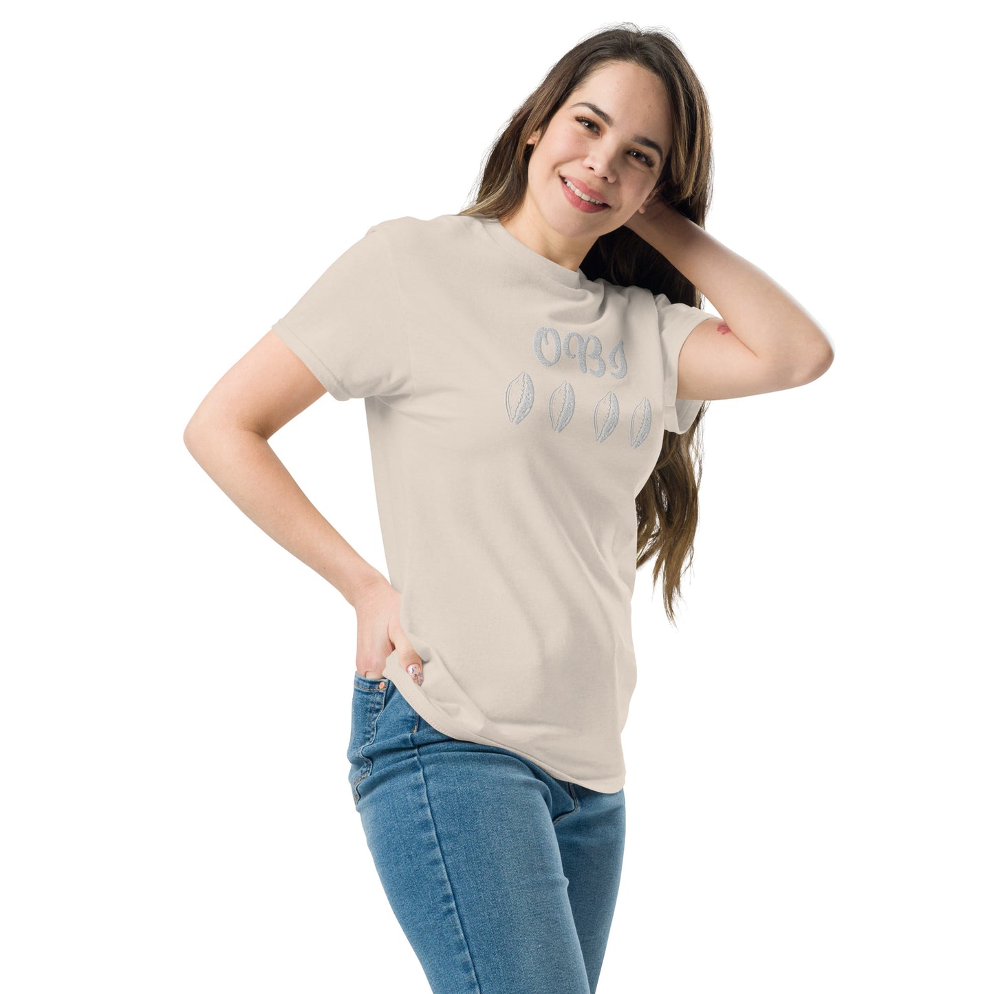 OBI White Embroidered Unisex classic tee