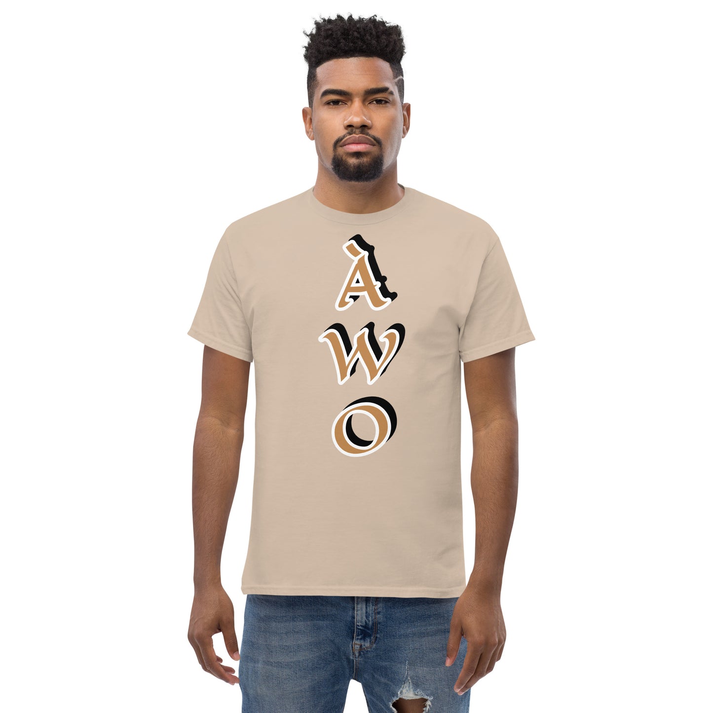 ÀWO Vertical Gold/Black Unisex classic tee