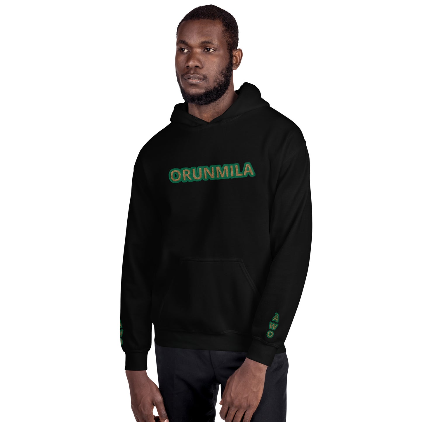 Egbe Iré ÀWO Logo Orunmila embroidered IFA Isese Reverse Unisex Hoodie