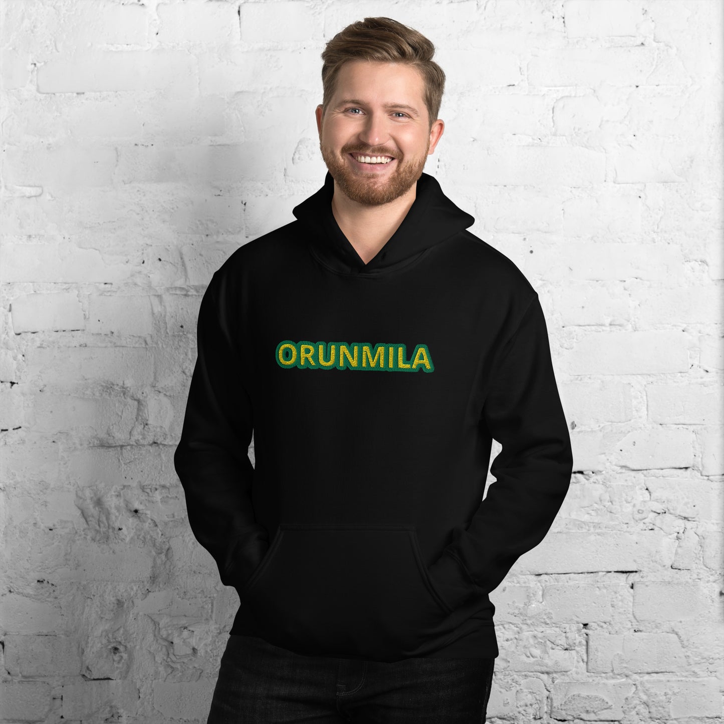 Egbe Iré ÀWO Logo Orunmila embroidered IFA Lucumi reversed Unisex Hoodie