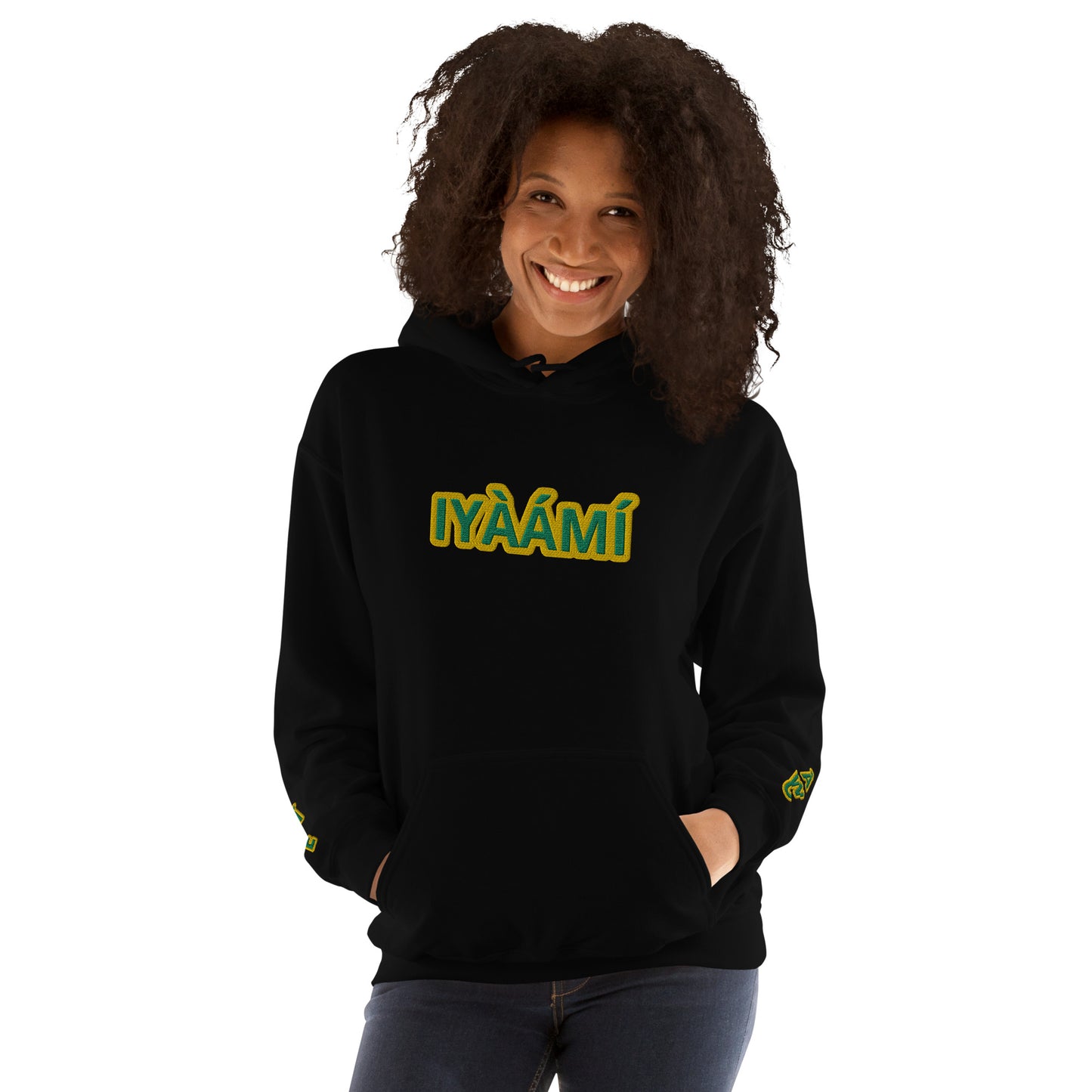 Egbe Iré ÀWO Logo Iyaami Ájé embroidered IFA Awo Lucumi Unisex Hoodie