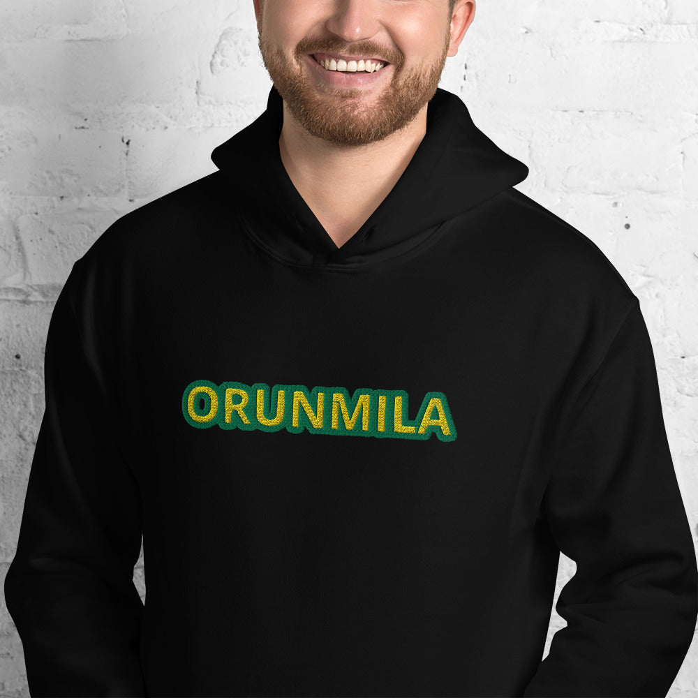 Egbe Iré ÀWO Logo Orunmila embroidered IFA Lucumi reversed Unisex Hoodie