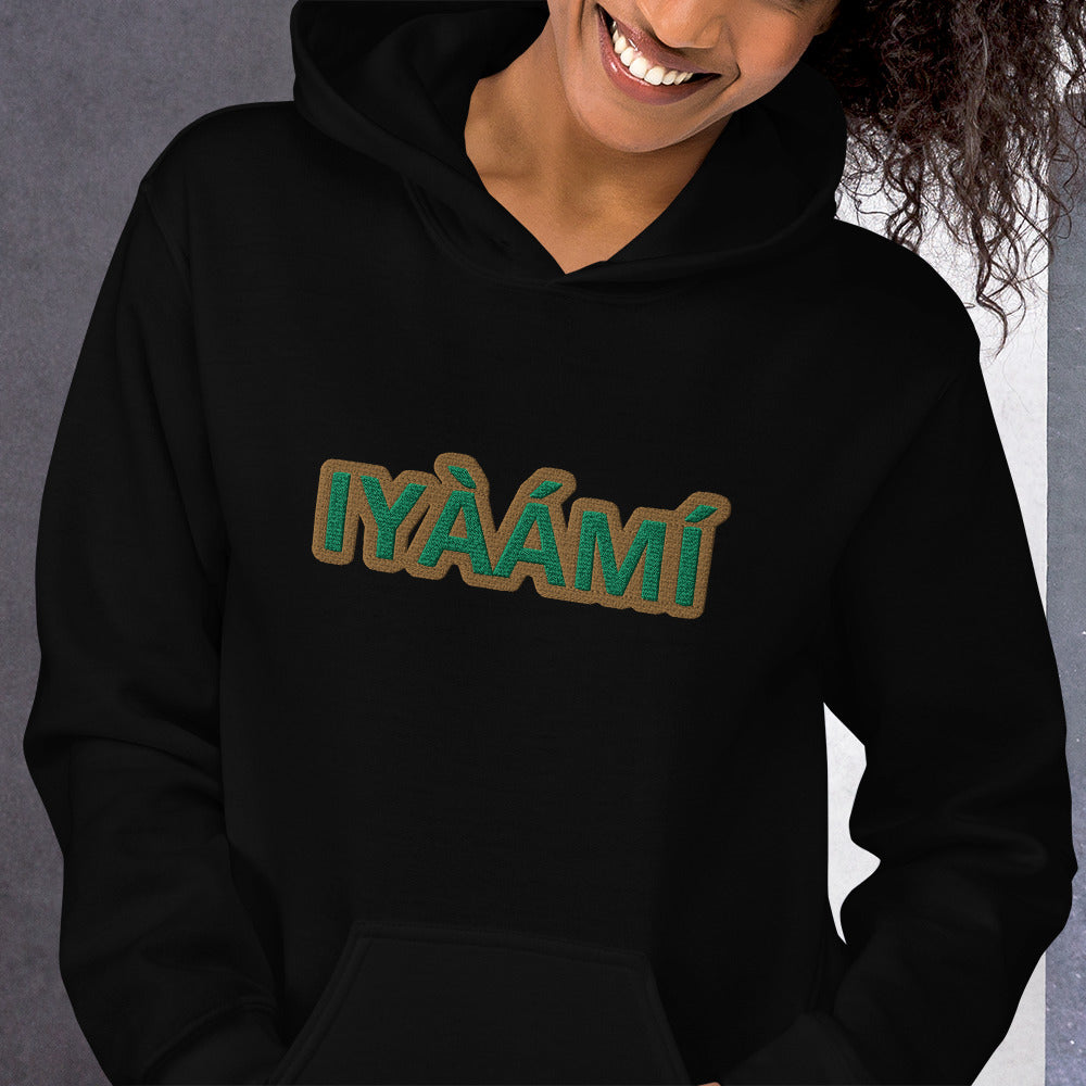 Egbe Iré ÀWO Logo Iyaami Ájé embroidered IFA Awo  Isese Hoodie