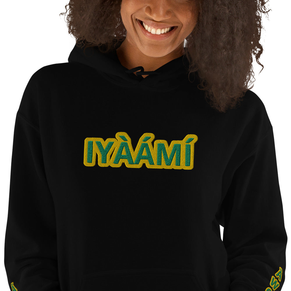 Egbe Iré ÀWO Logo Iyaami Ájé embroidered IFA Awo Lucumi Unisex Hoodie