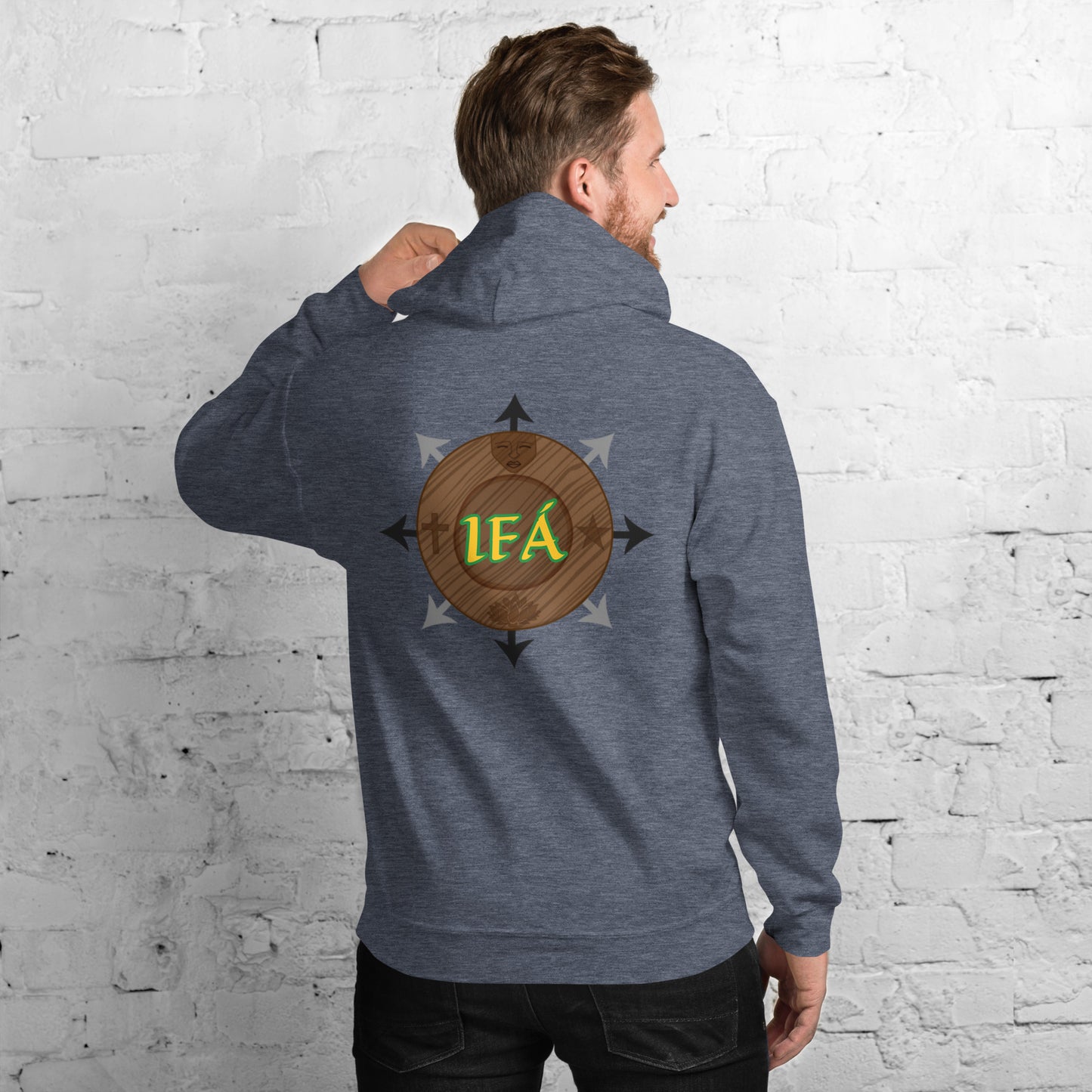 Egbe Iré ÀWO Logo Orunmila embroidered IFA Lucumi reversed Unisex Hoodie