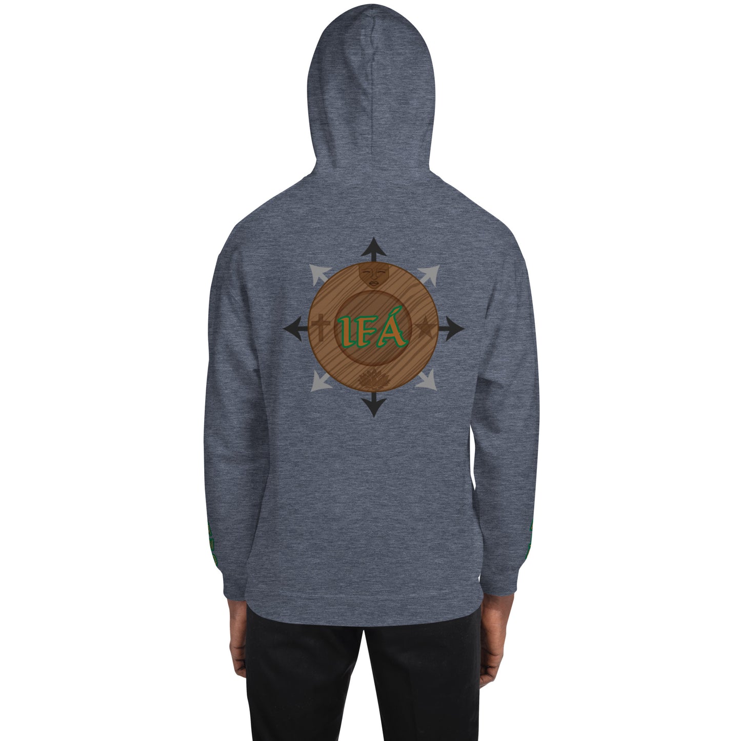 Egbe Iré ÀWO Logo Iyaami Ájé embroidered IFA Awo  Isese Reverse Hoodie