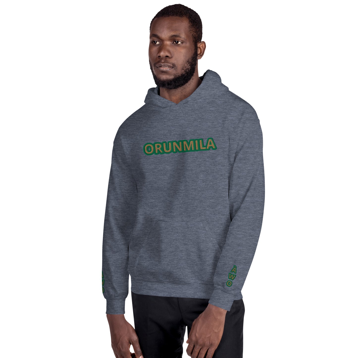 Egbe Iré ÀWO Logo Orunmila embroidered IFA Isese Reverse Unisex Hoodie