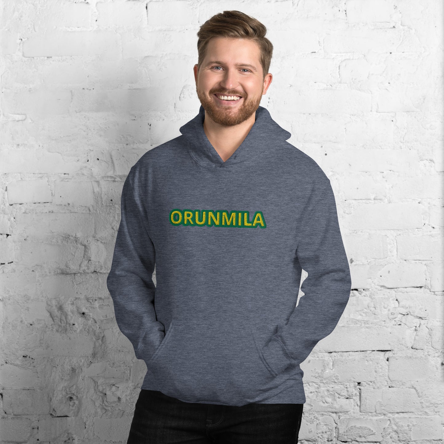 Egbe Iré ÀWO Logo Orunmila embroidered IFA Lucumi reversed Unisex Hoodie