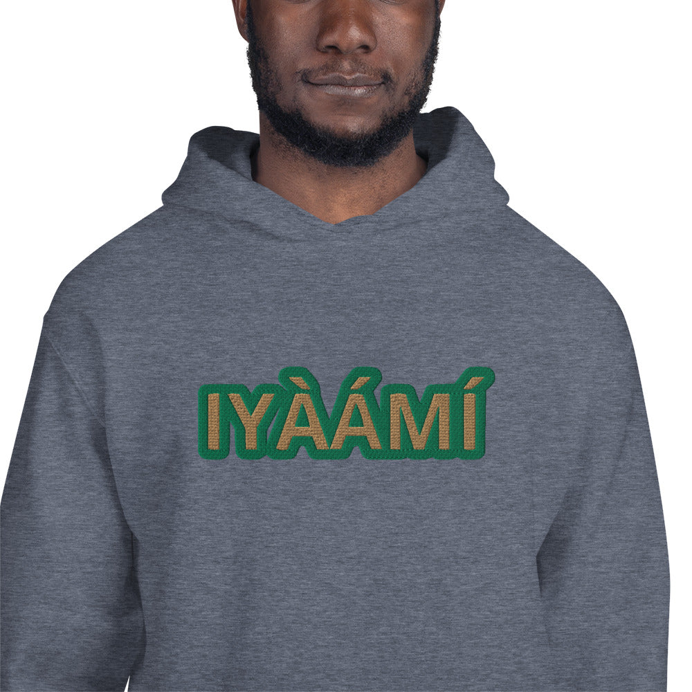 Egbe Iré ÀWO Logo Iyaami Ájé embroidered IFA Awo  Isese Reverse Hoodie