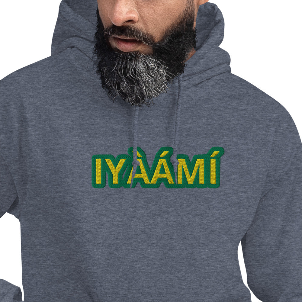 Egbe Iré ÀWO Logo Iyaami Ájé embroidered IFA Awo Lucumi Reverse Unisex Hoodie