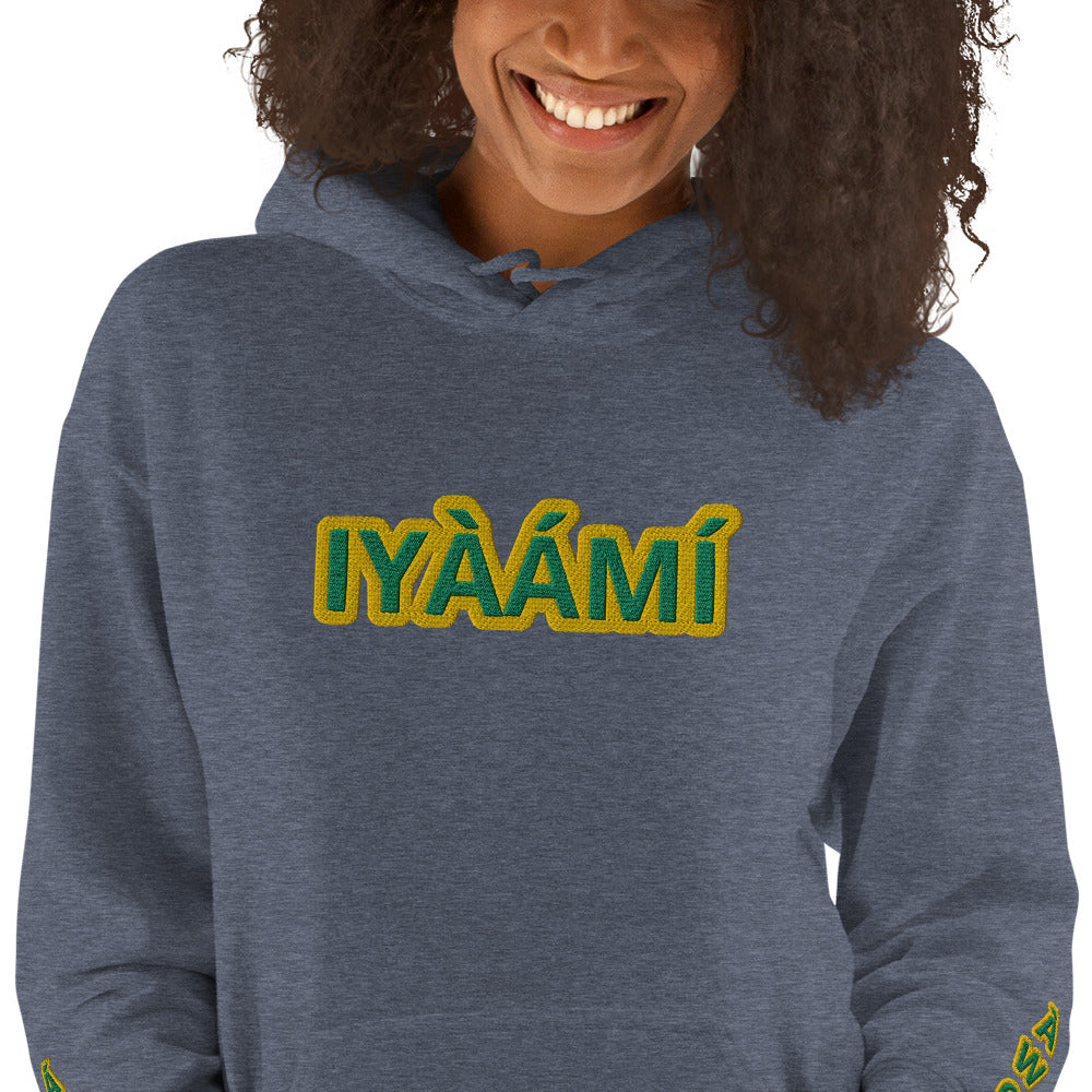 Egbe Iré ÀWO Logo Iyaami Ájé embroidered IFA Awo Lucumi Unisex Hoodie