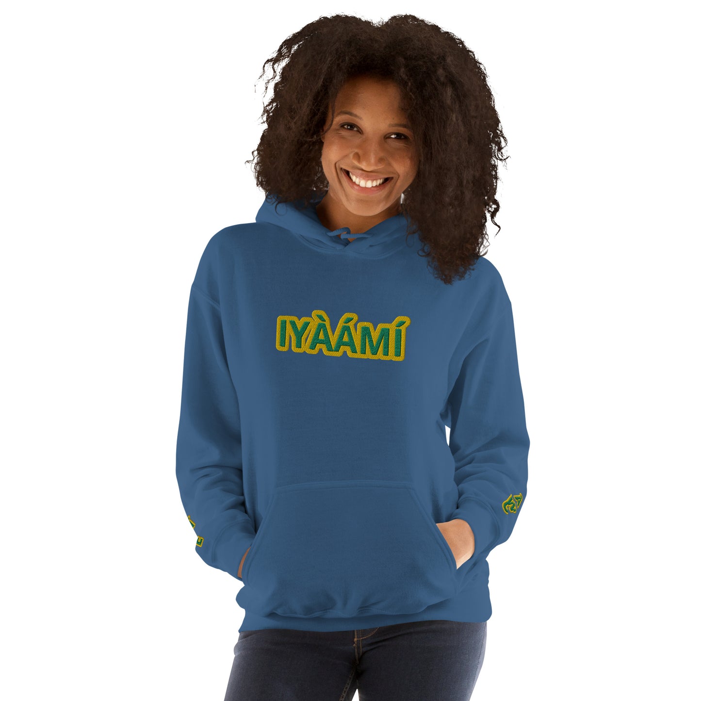 Egbe Iré ÀWO Logo Iyaami Ájé embroidered IFA Awo Lucumi Unisex Hoodie