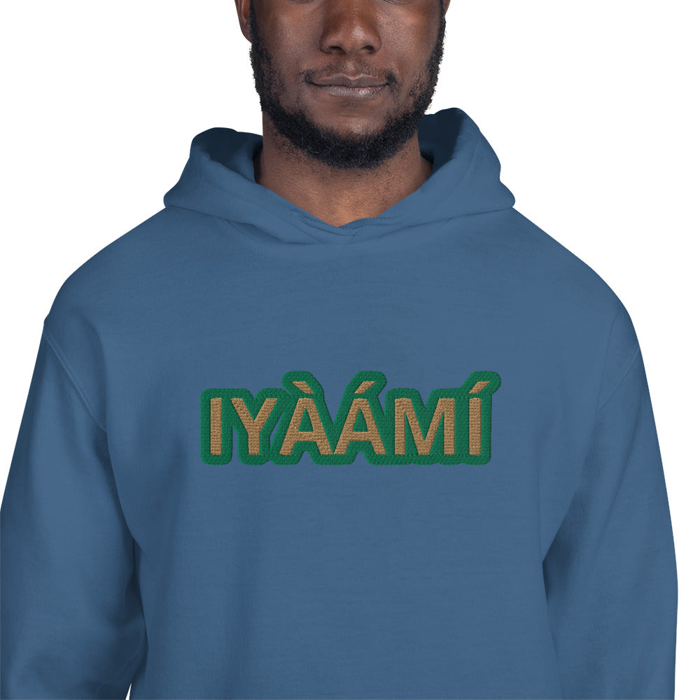 Egbe Iré ÀWO Logo Iyaami Ájé embroidered IFA Awo  Isese Reverse Hoodie