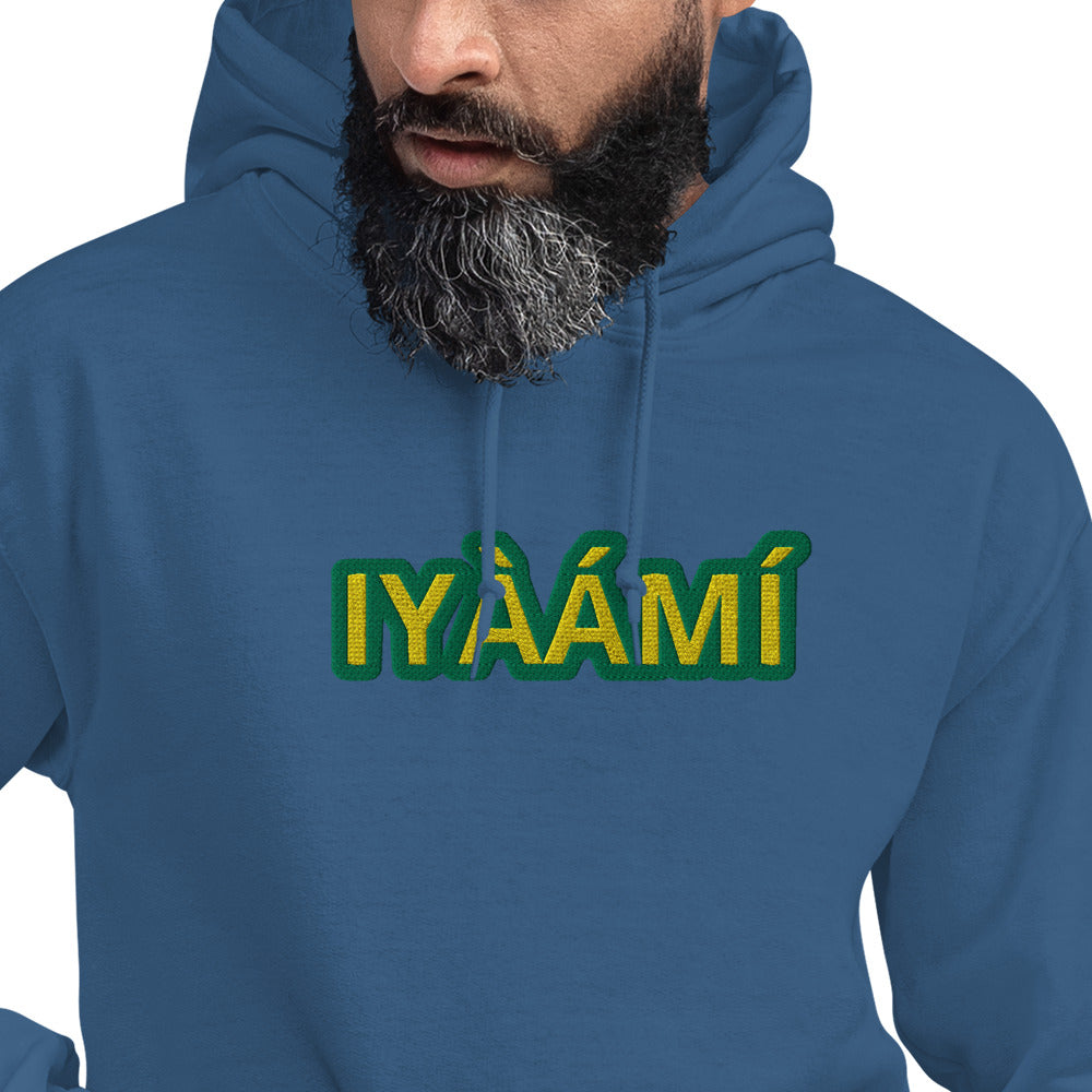 Egbe Iré ÀWO Logo Iyaami Ájé embroidered IFA Awo Lucumi Reverse Unisex Hoodie