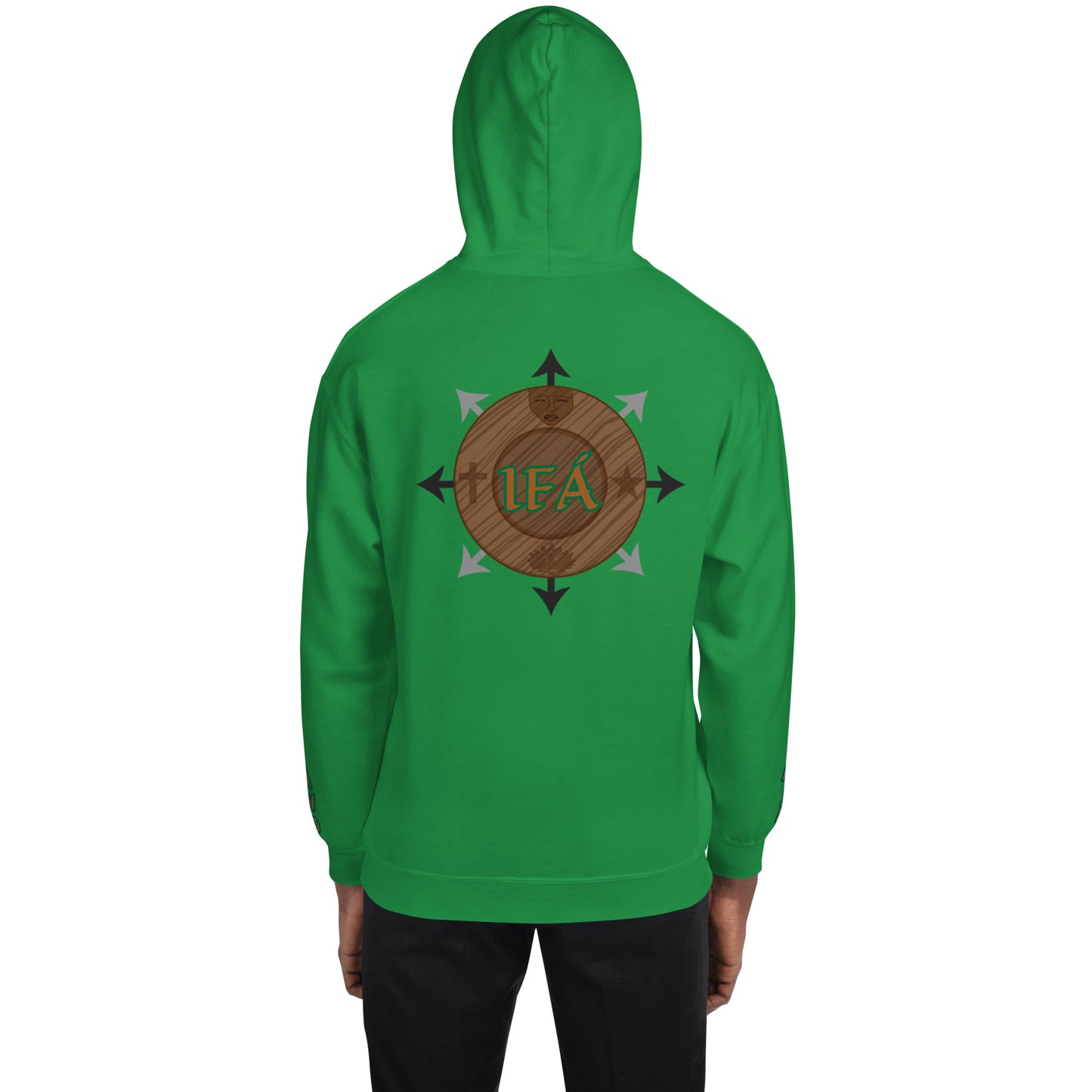 Egbe Iré ÀWO Logo Iyaami Ájé embroidered IFA Awo  Isese Reverse Hoodie